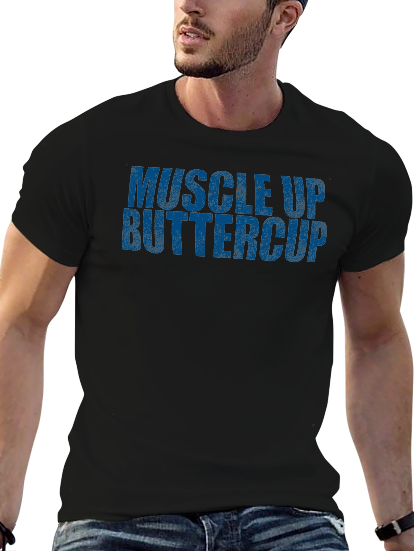 Black Muscle Up Buttercup Graphic Tee view 6