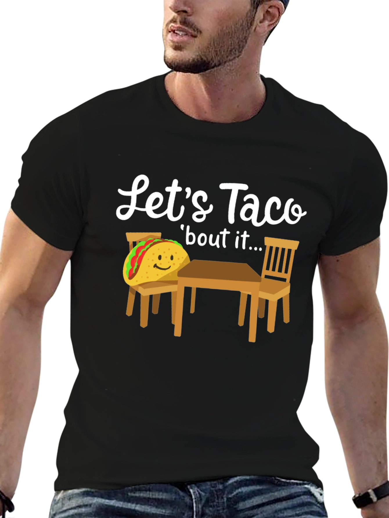 Black Let's Taco 'bout It T-Shirt view 6