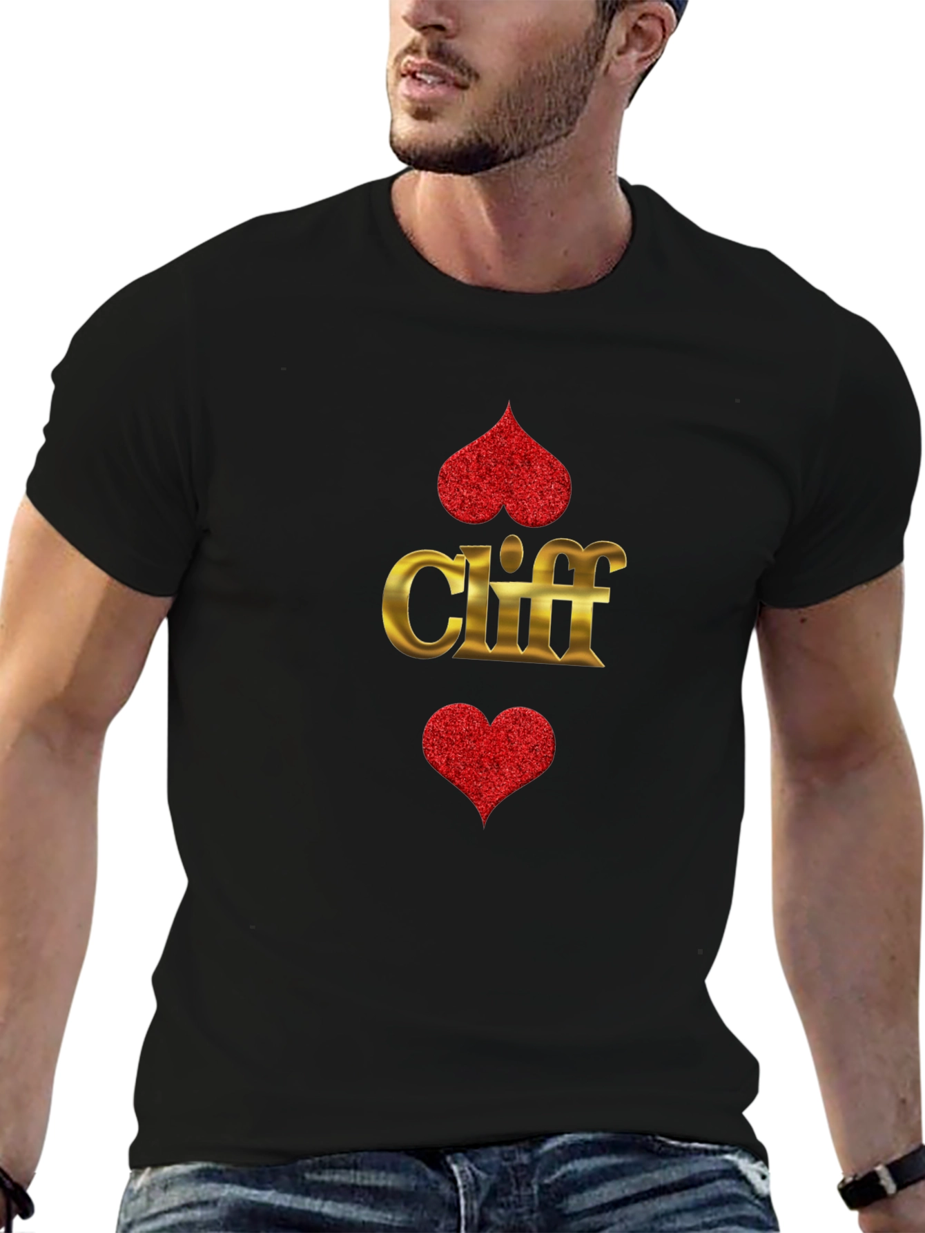 Black Cliff Heart Suit T-Shirt - Ace of Hearts Tee view 6