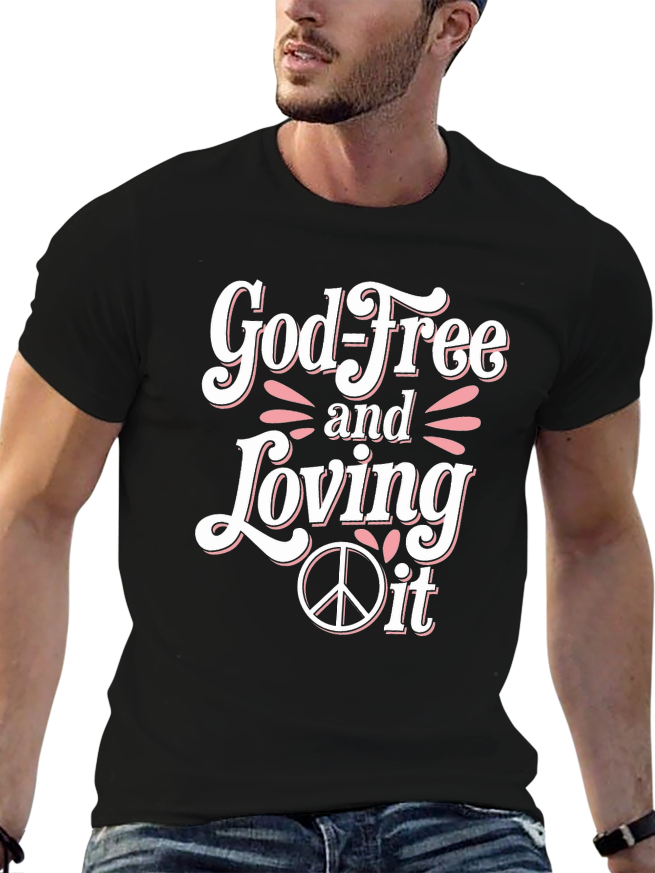 Black God-Free and Loving It T-Shirt view 6