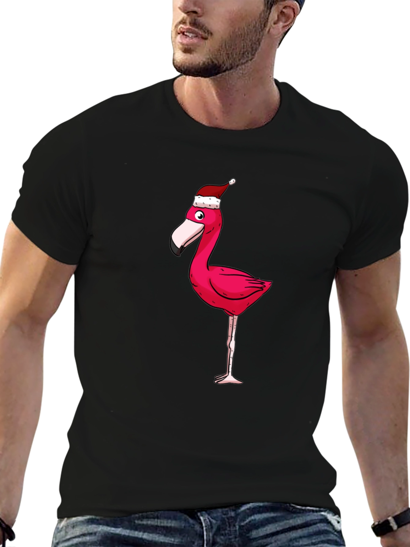 Black Festive Flamingo Graphic Tee view 6
