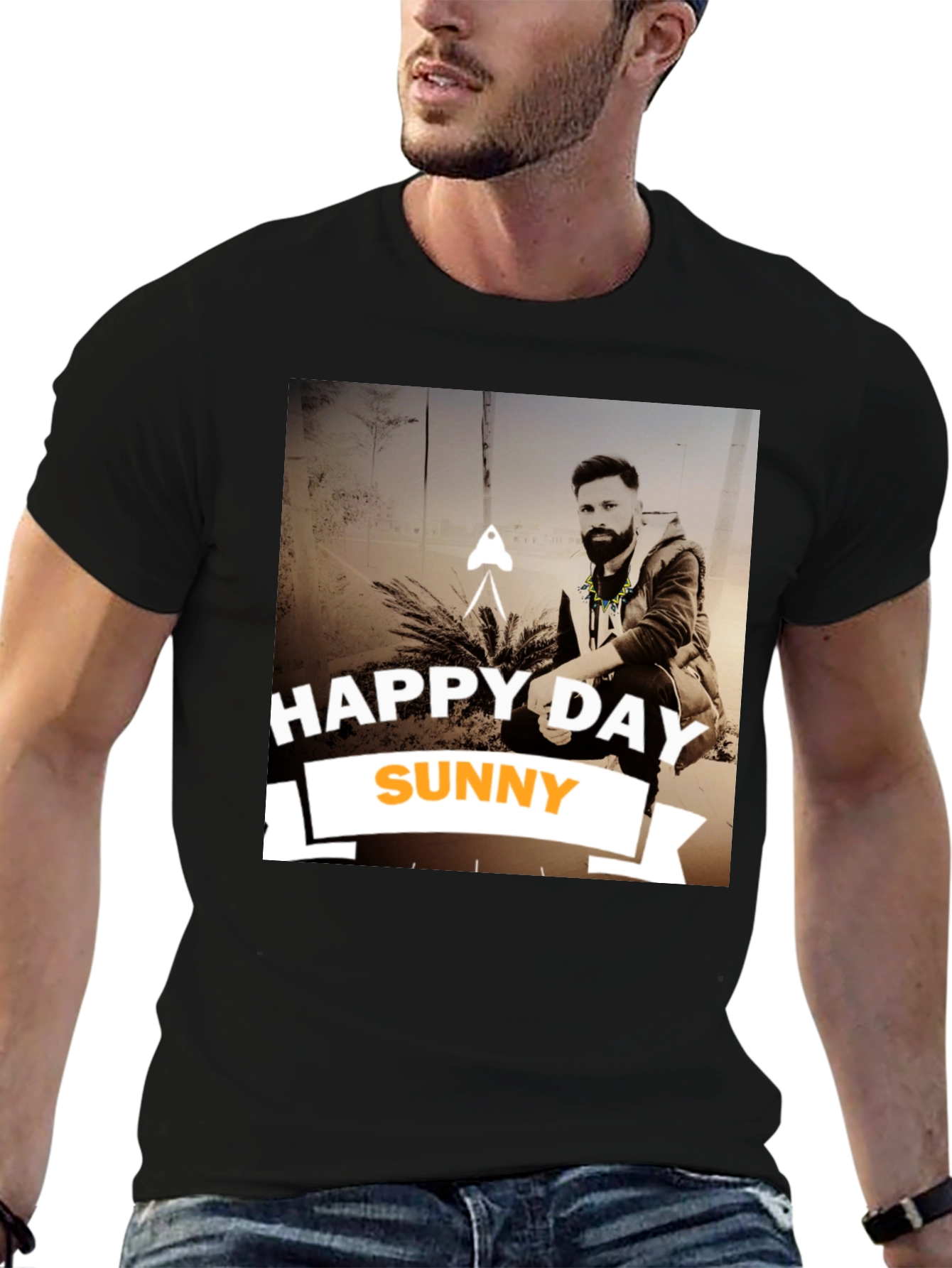 Black Happy Day Sunny Black Graphic T-Shirt view 6