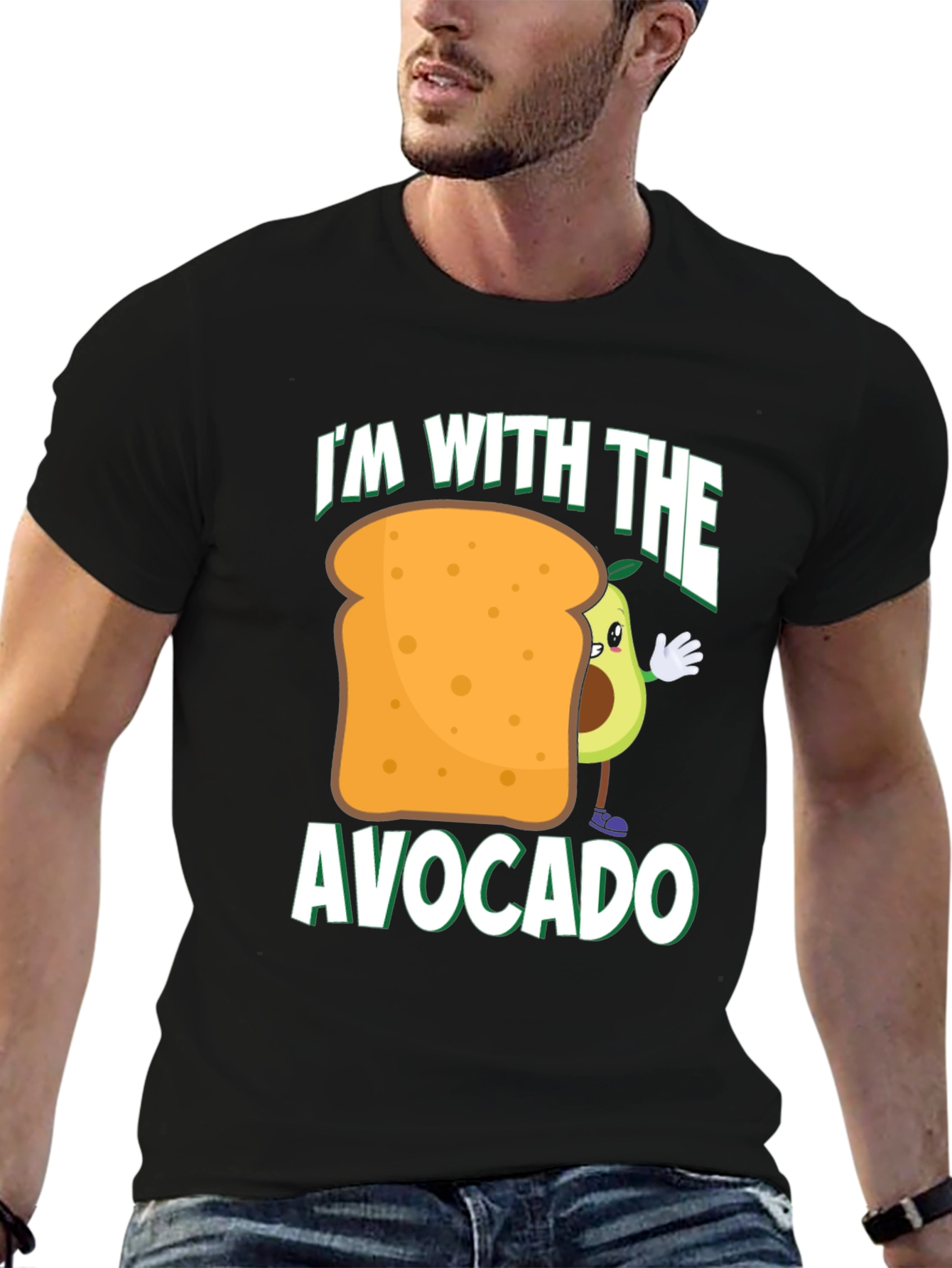 Black I'm With The Avocado T-Shirt Funny Toast Tee view 6