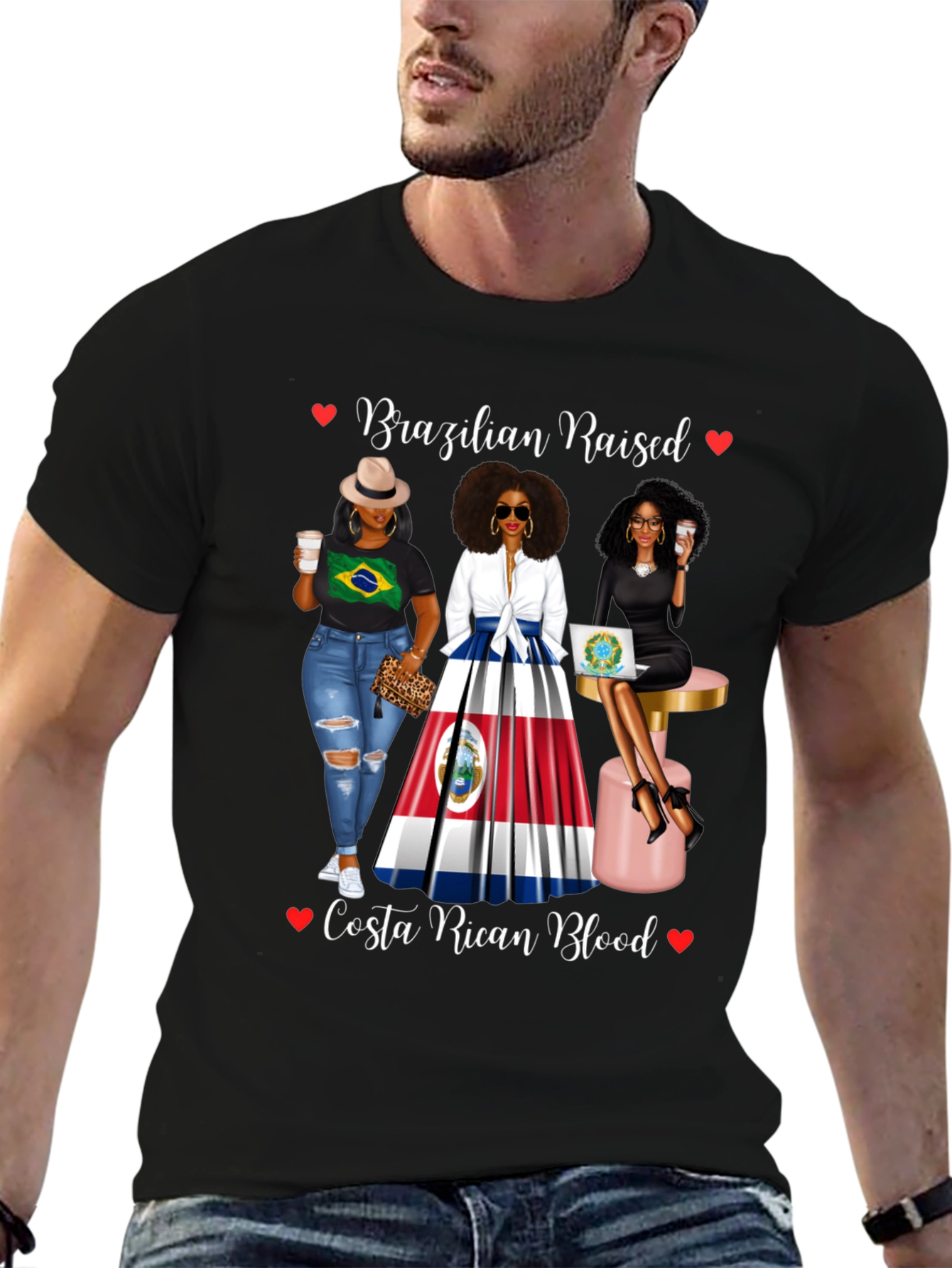 Black Brazilian Raised Costa Rican Blood T-Shirt view 6