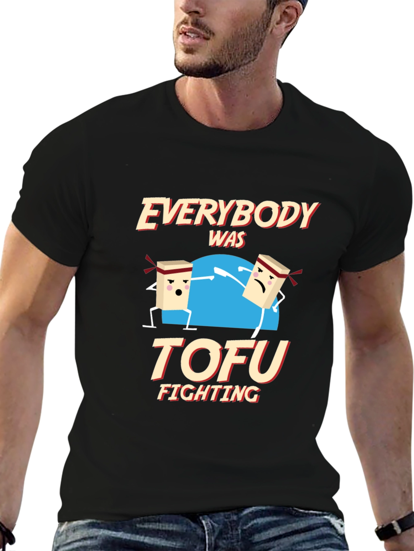 Black Everybody Was Tofu Fighting Graphic Tee view 6