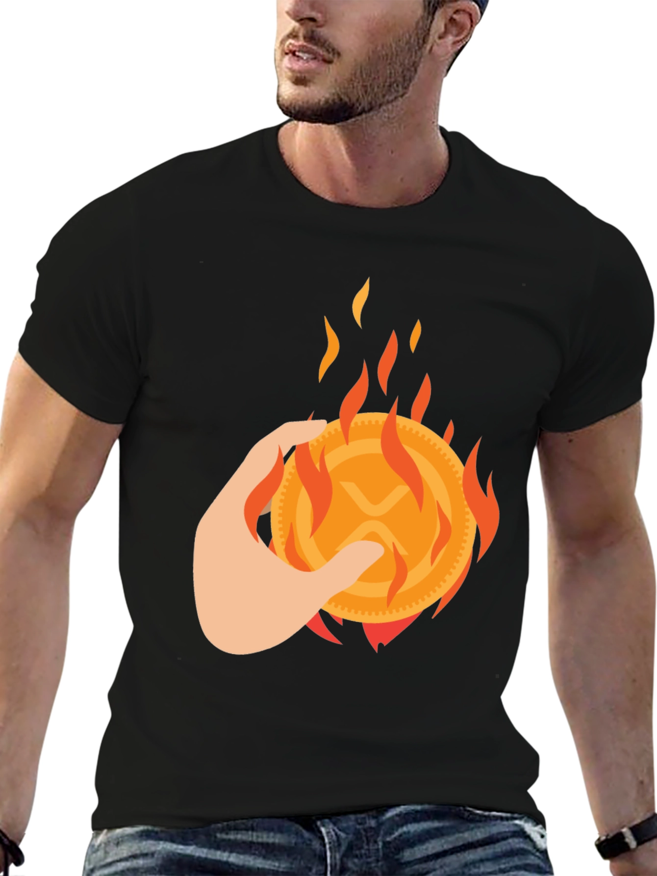 Black Burning XRP Crypto T-Shirt view 6