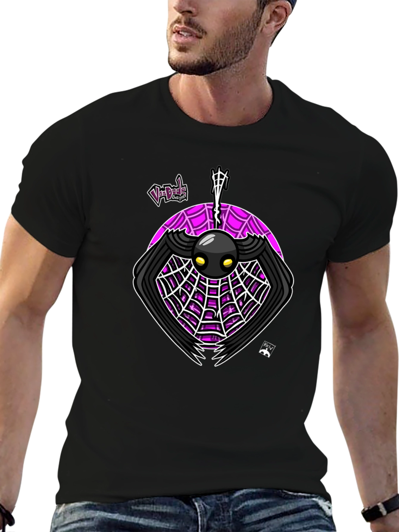 Black Spider Web Graphic Tee - Unique Design T-Shirt view 6