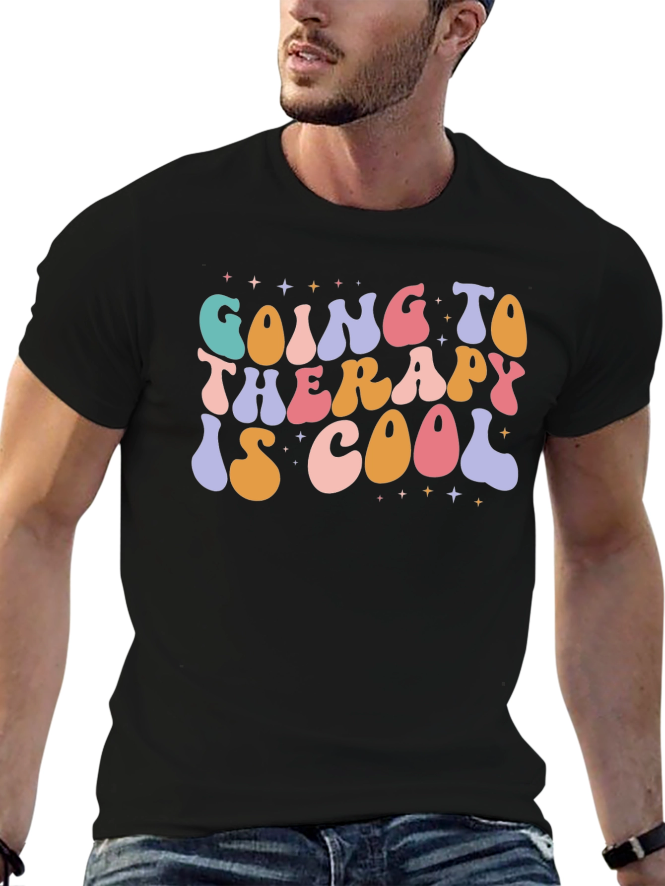 Black Therapy Is Cool Graphic Tee - Stylish Comfort view 6