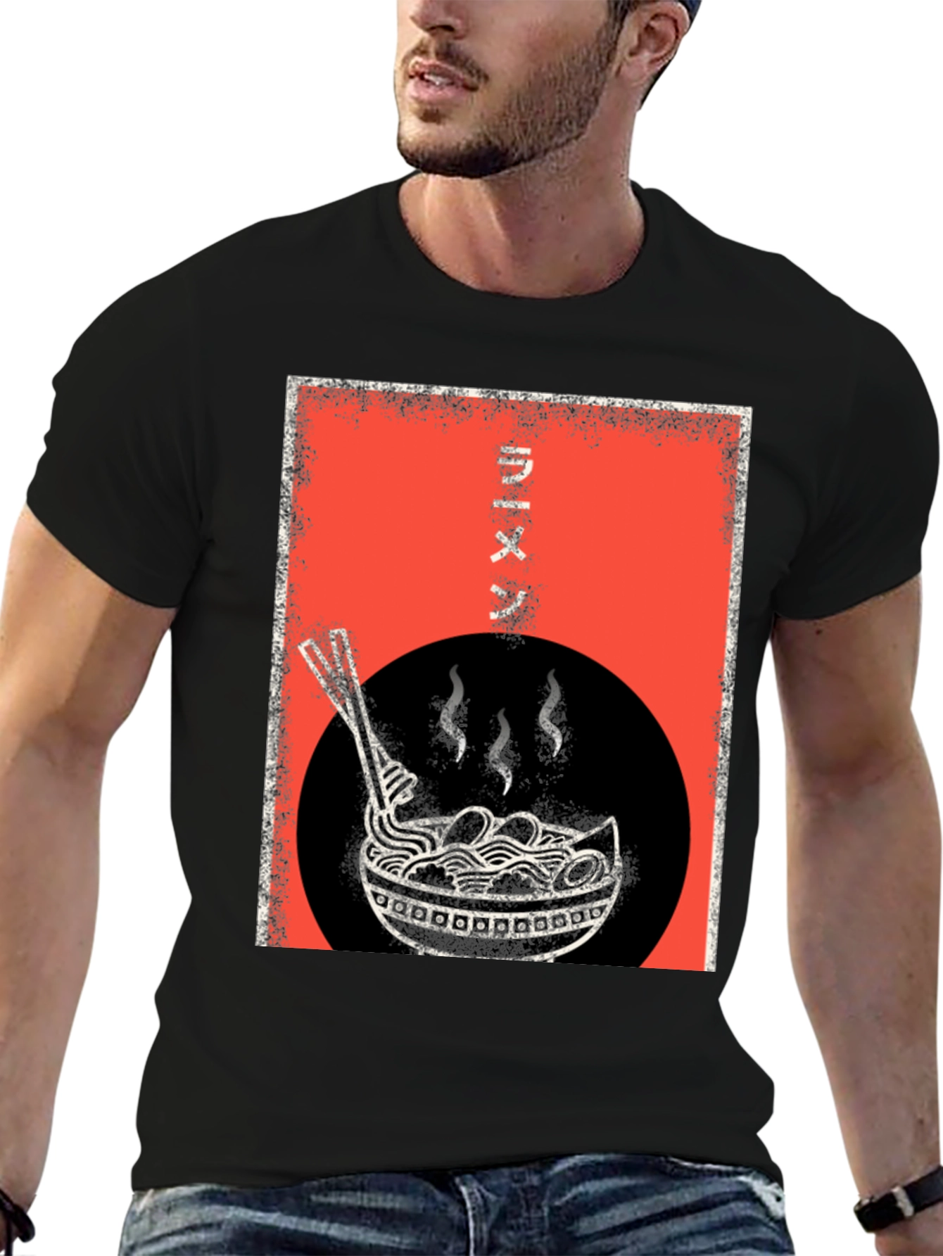 Black Ramen Bowl Graphic Tee - Stylish and Unique T-Shirt view 6