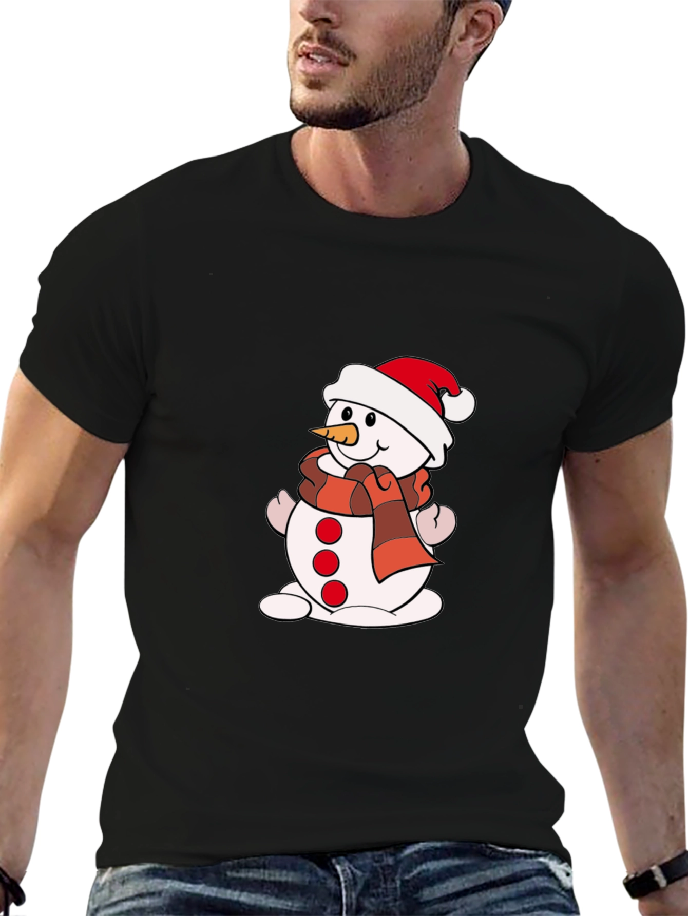 Black Festive Snowman Graphic Tee view 6