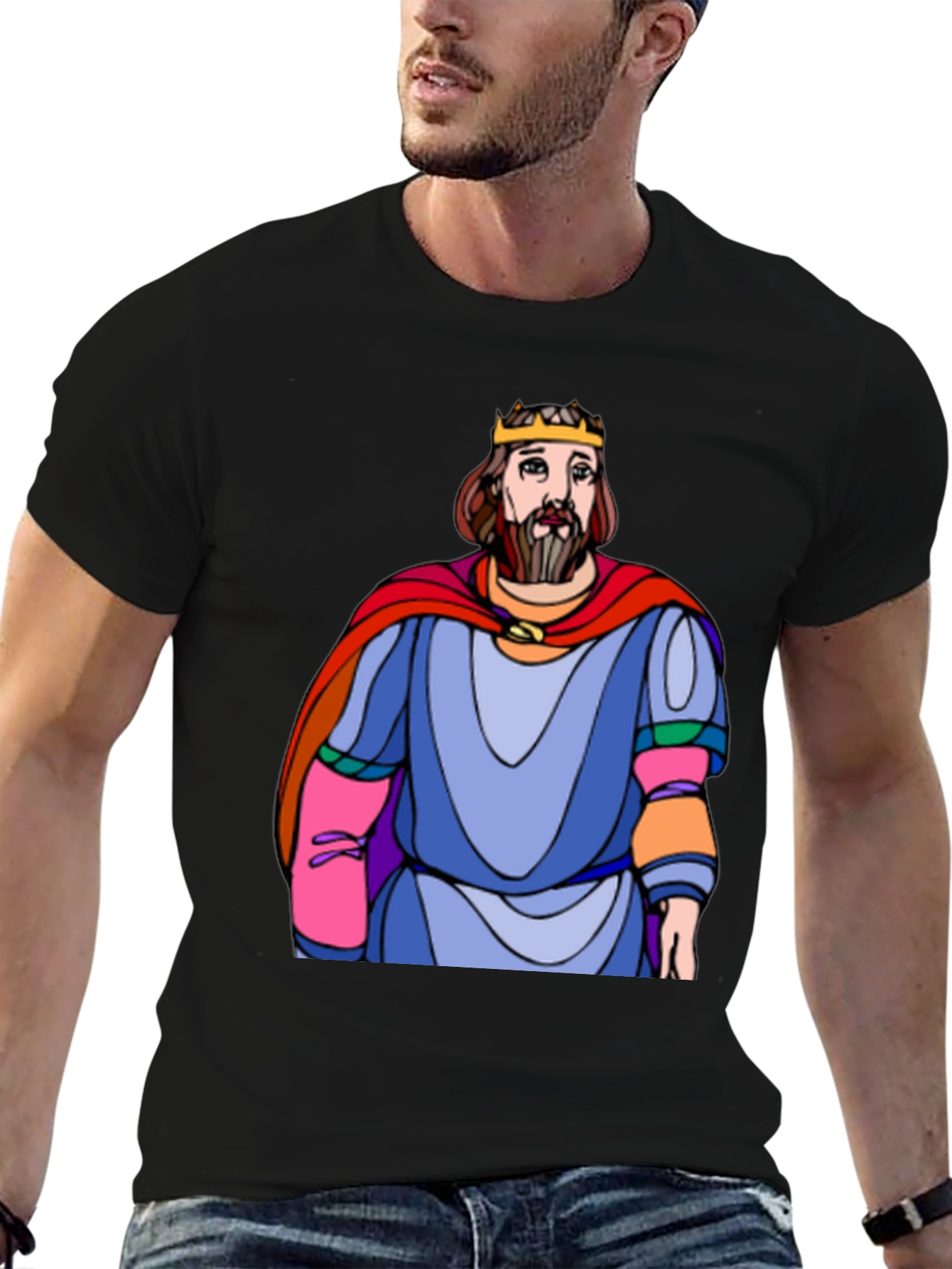 Black King Cartoon Graphic T-Shirt view 6