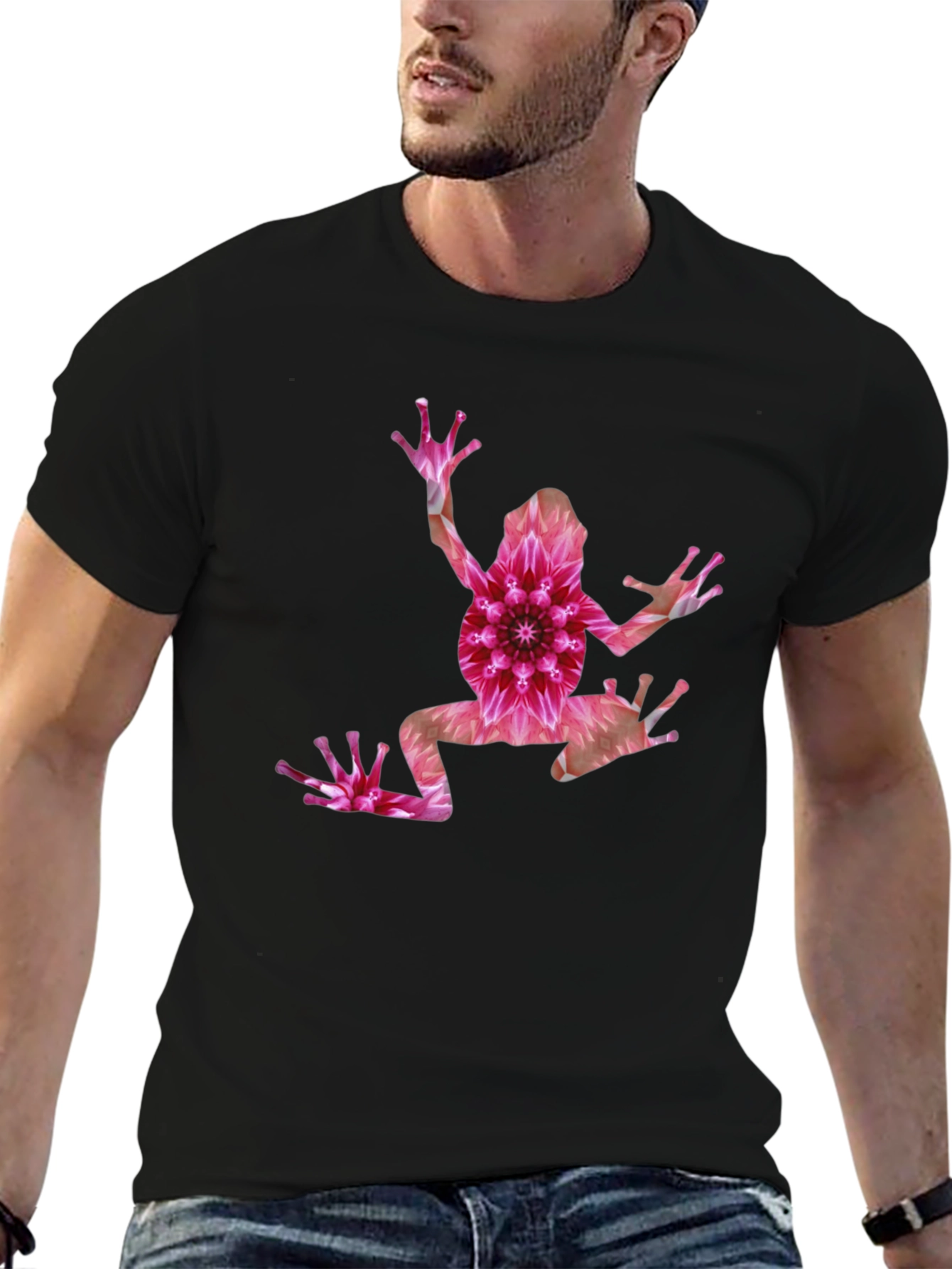 Black Floral Frog Graphic T-Shirt - Modern Style view 6