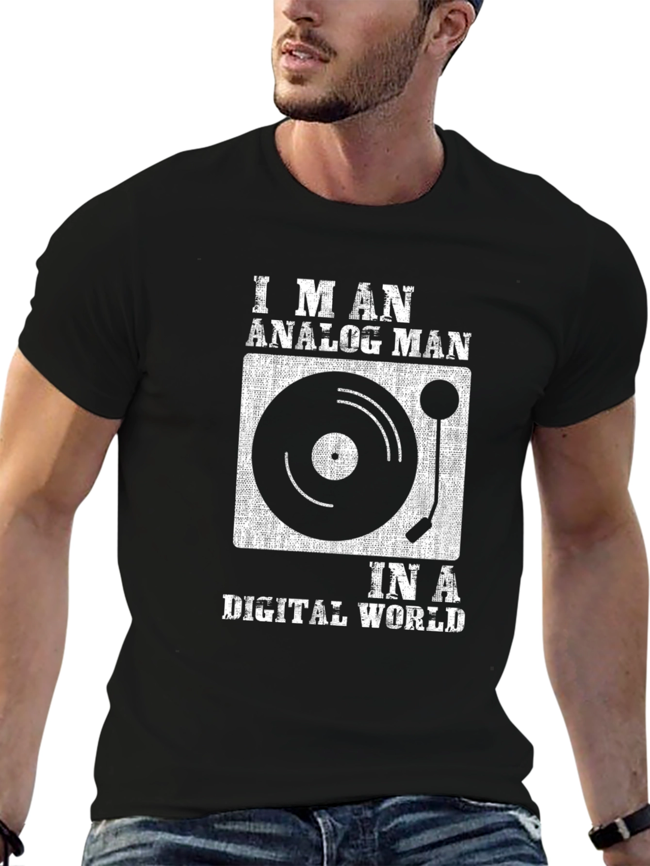 Black Analog Man in a Digital World Graphic Tee view 6