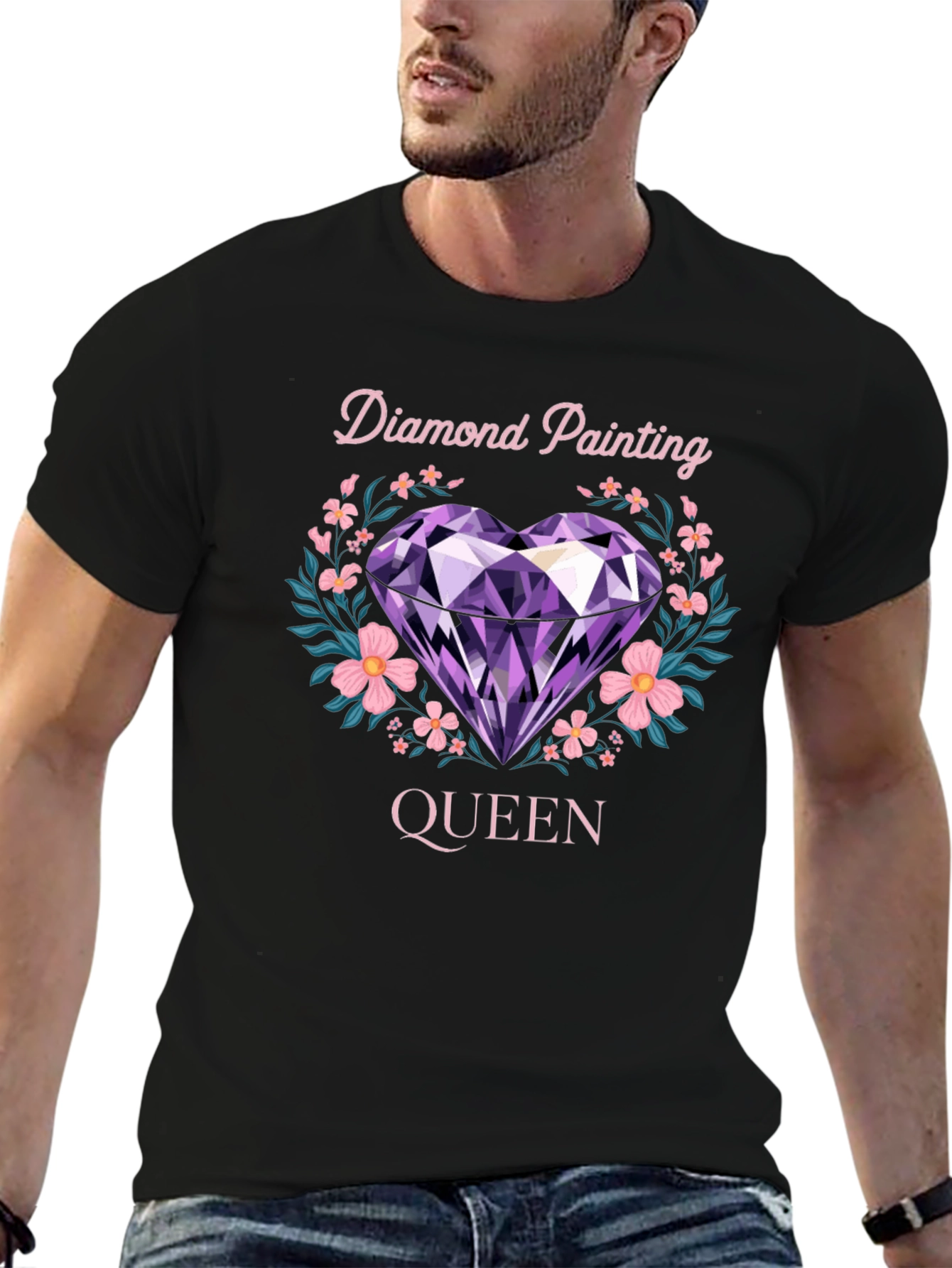 Black Diamond Painting Queen T-Shirt view 6