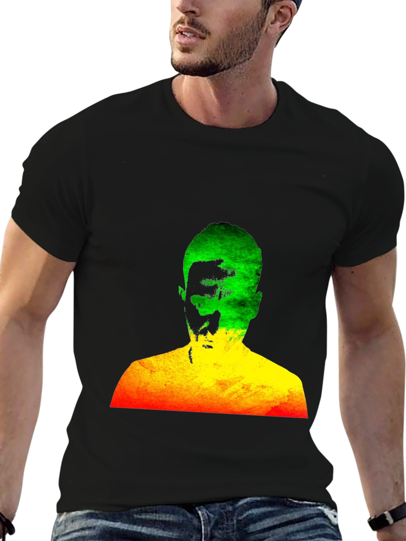 Black Rasta Man Graphic Black T-Shirt Reggae Style view 6