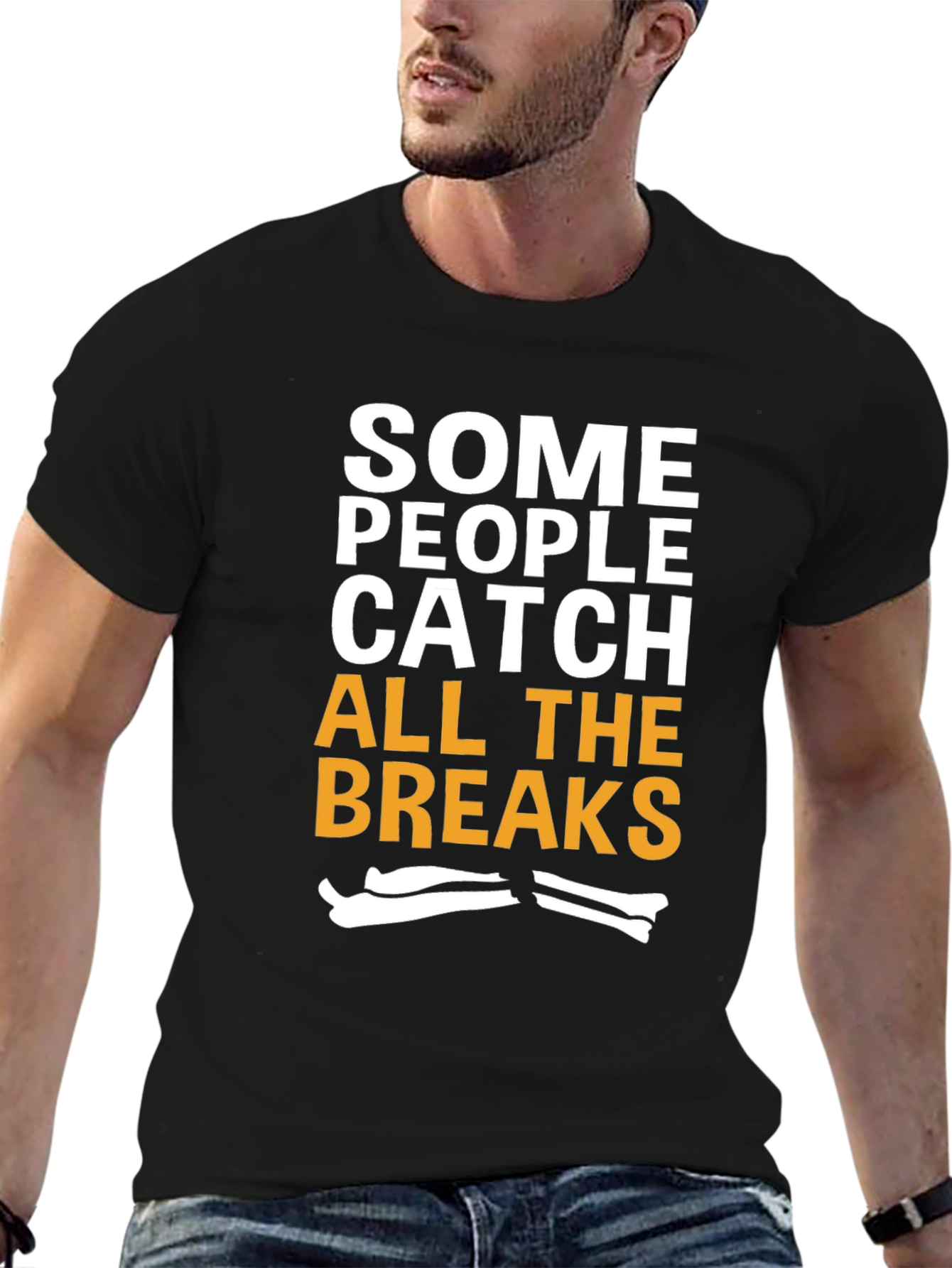 Black Funny Broken Bones T-Shirt - Catch All The Breaks view 6