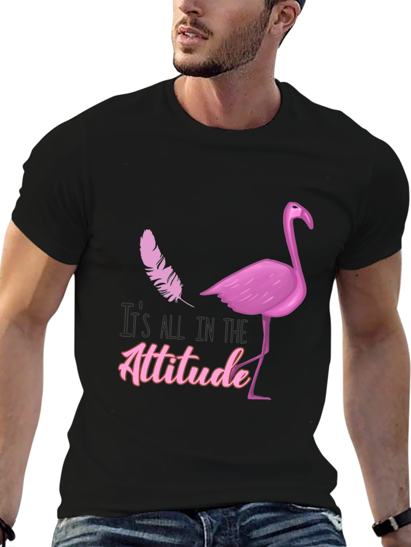 Black Attitude Flamingo T-Shirt - Stylish Graphic Tee view 6