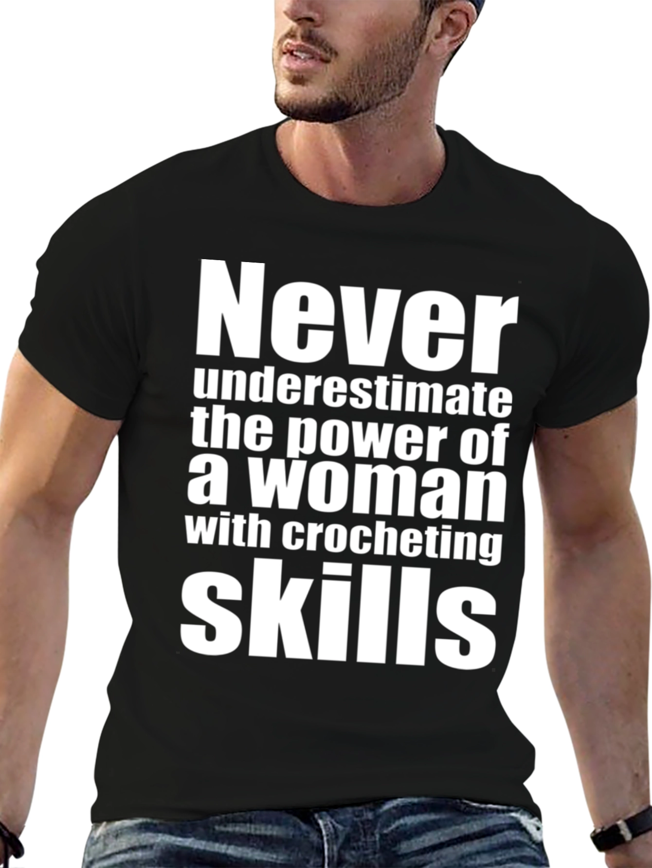 Black Never Underestimate Crocheting Skills T-Shirt view 6