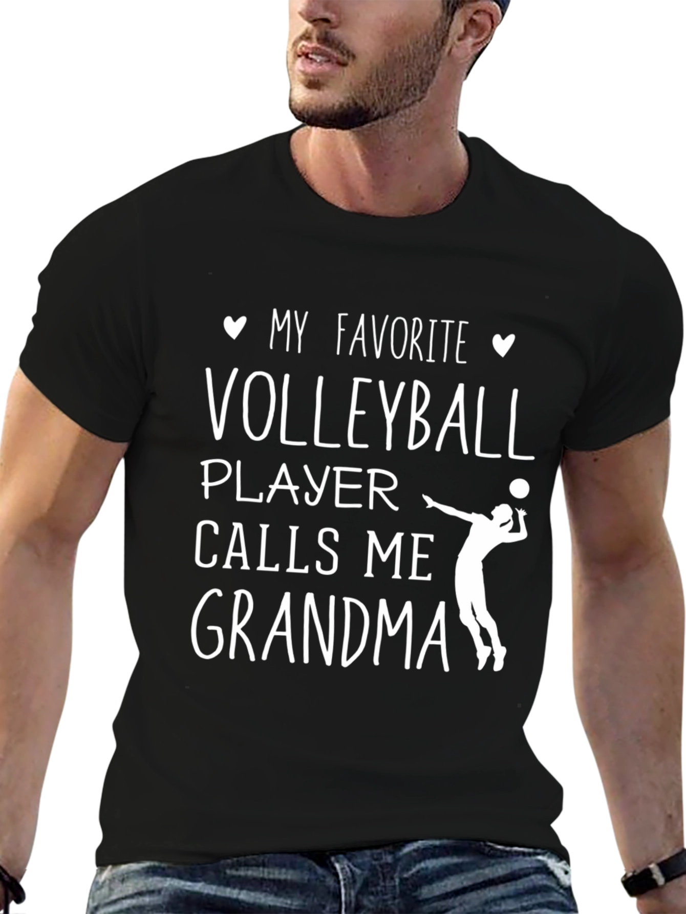 Black Volleyball Grandma T-Shirt - Black view 6