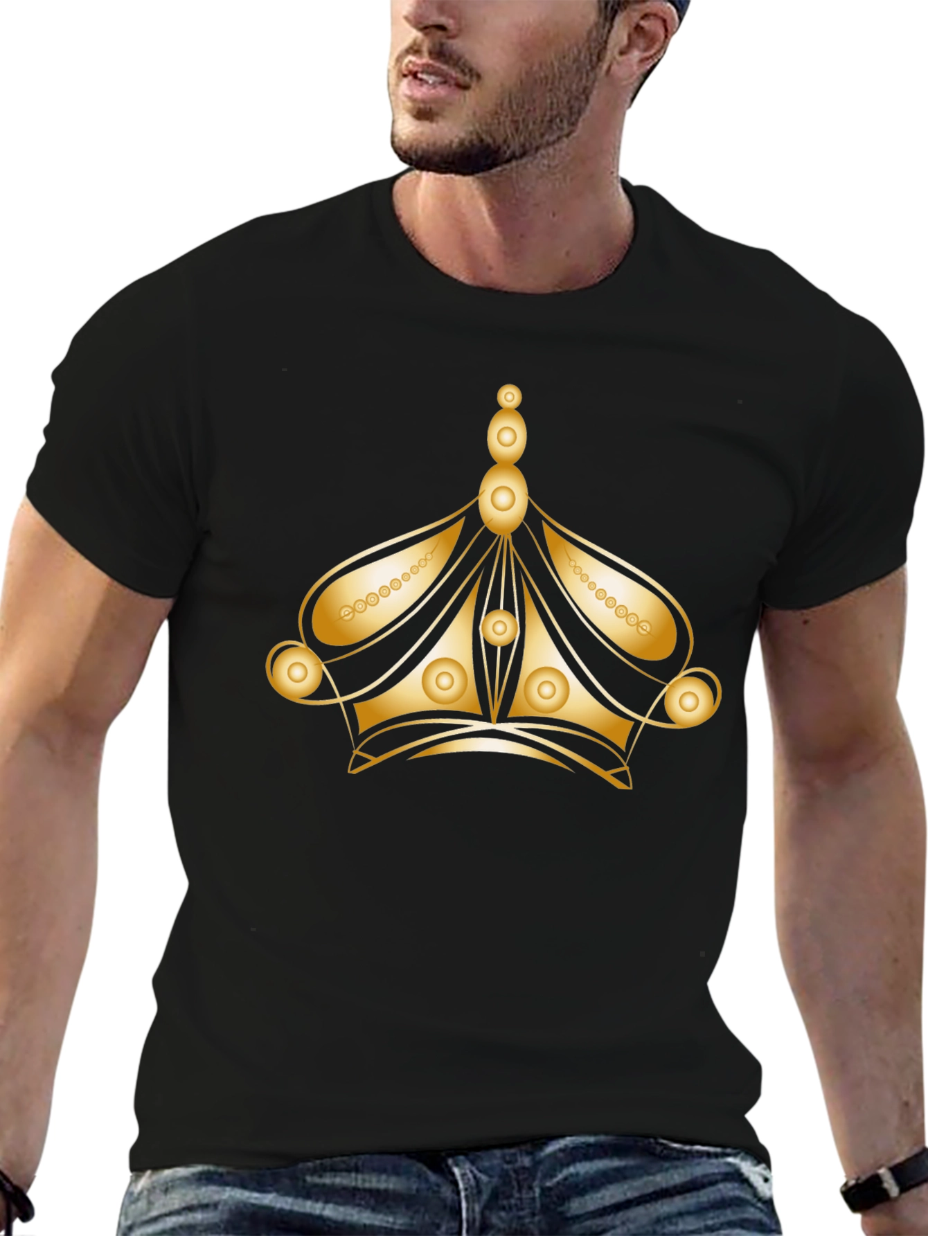 Black Gold Crown Graphic Black Tee view 6