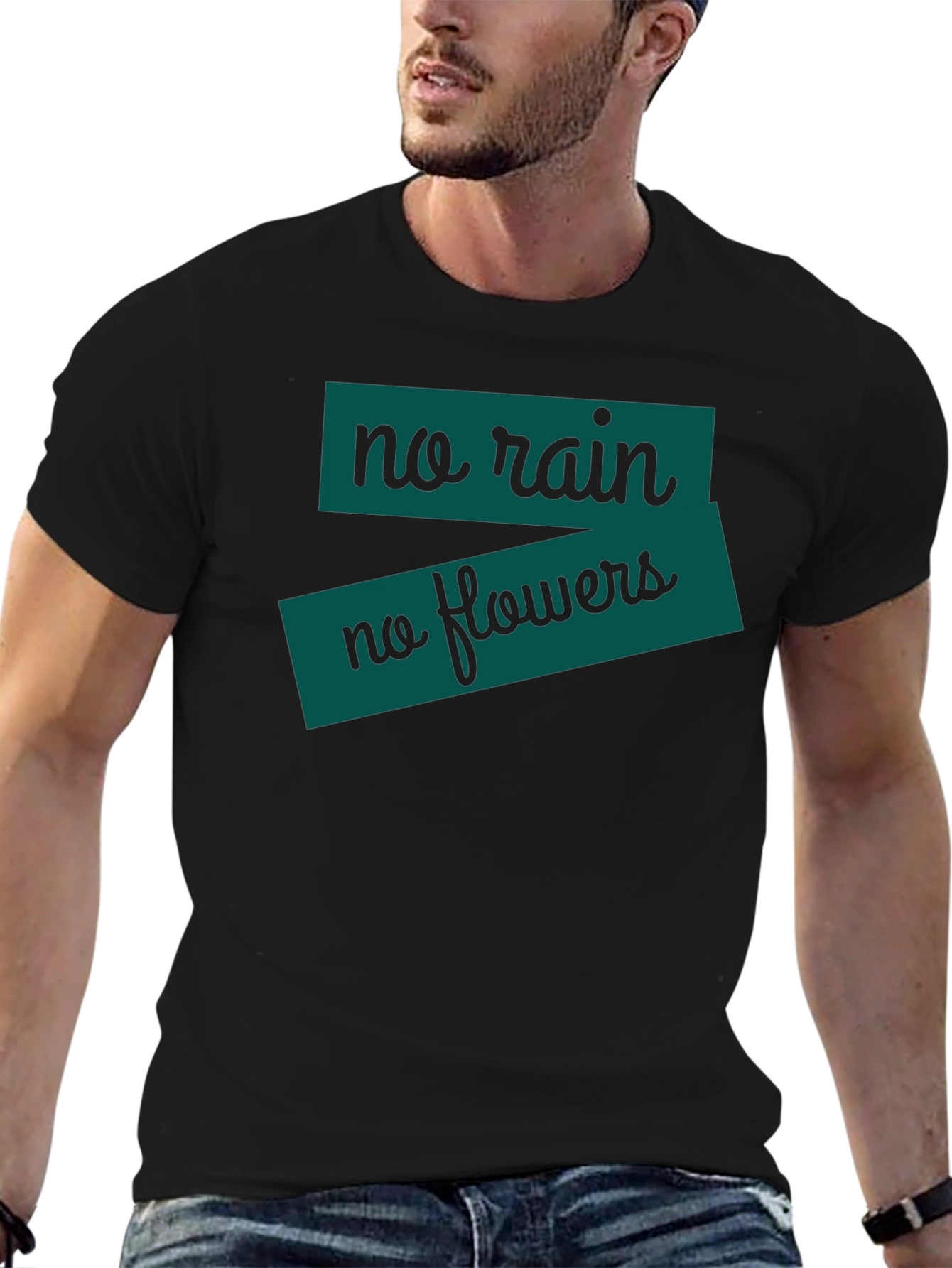 Black No Rain, No Flowers T-Shirt - Black view 6