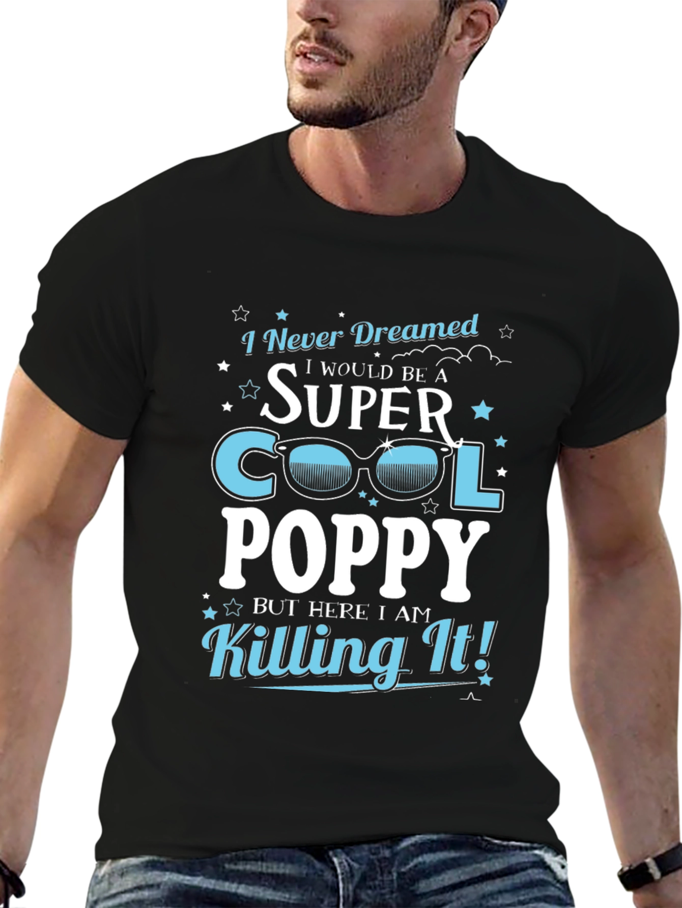 Black Super Cool Poppy T-Shirt - Novelty Grandpa Tee view 6