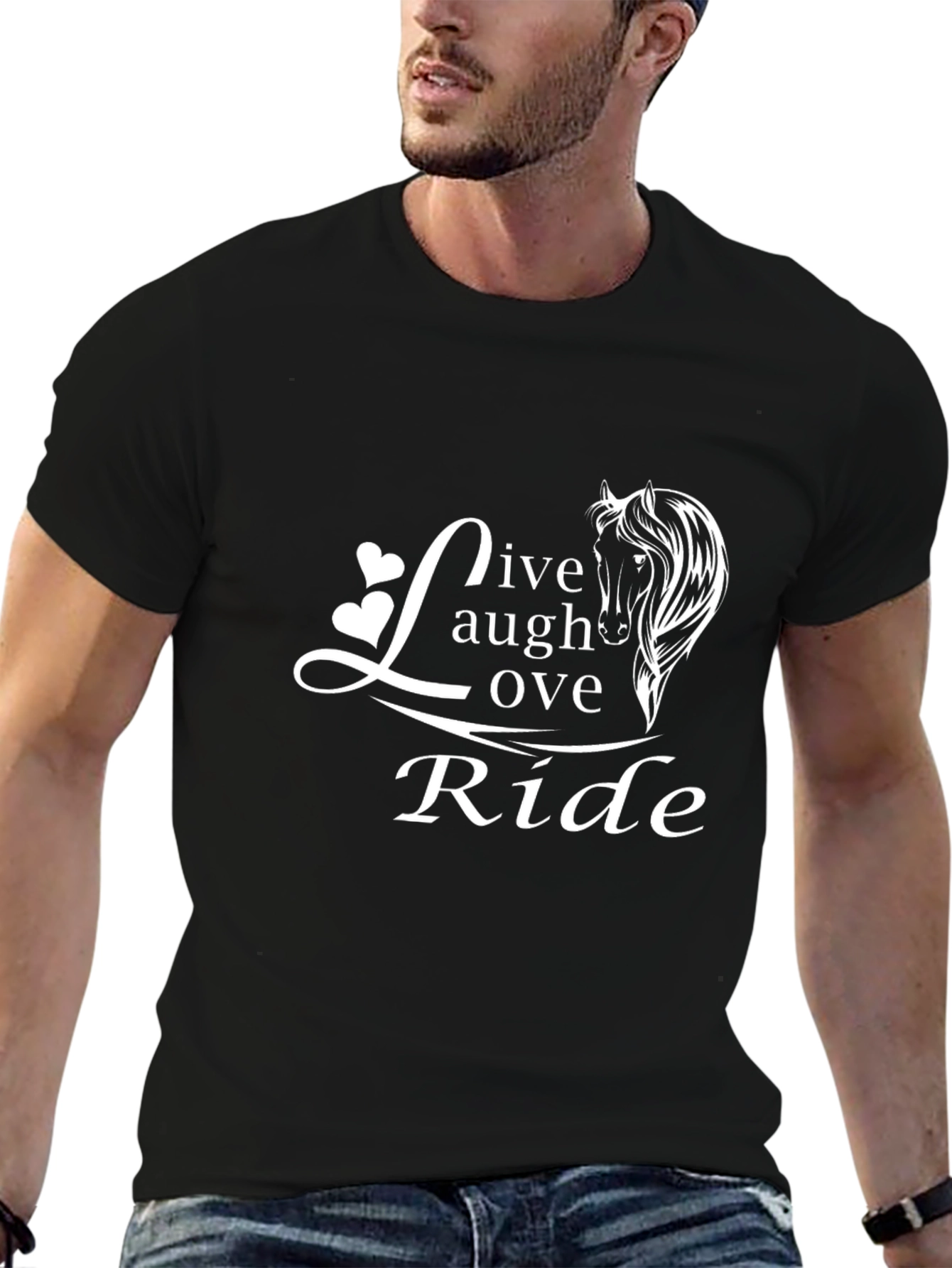 Black Live Laugh Love Ride Black T-Shirt view 6