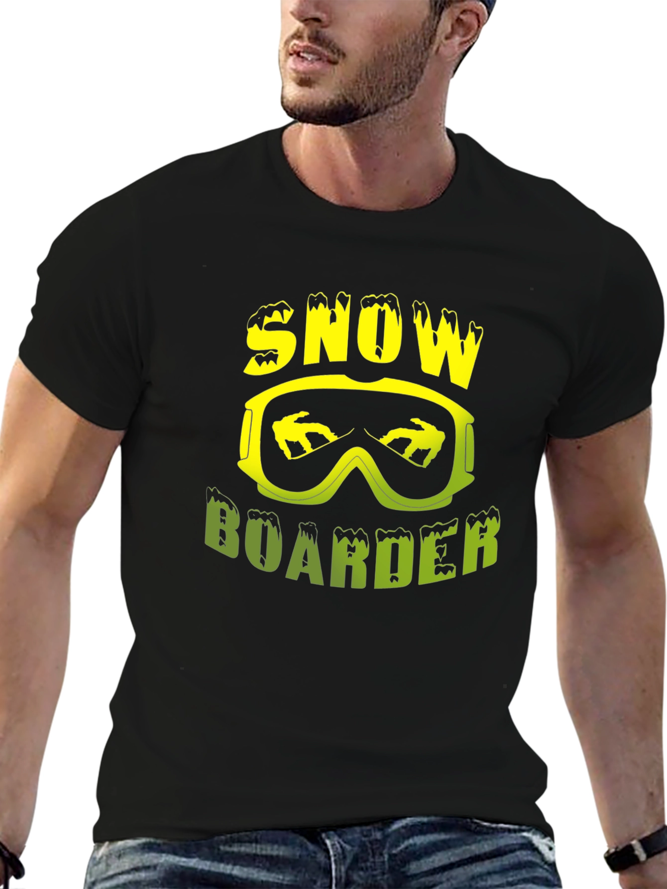 Black Snowboarder Graphic Tee -  Skiing Shirt view 6