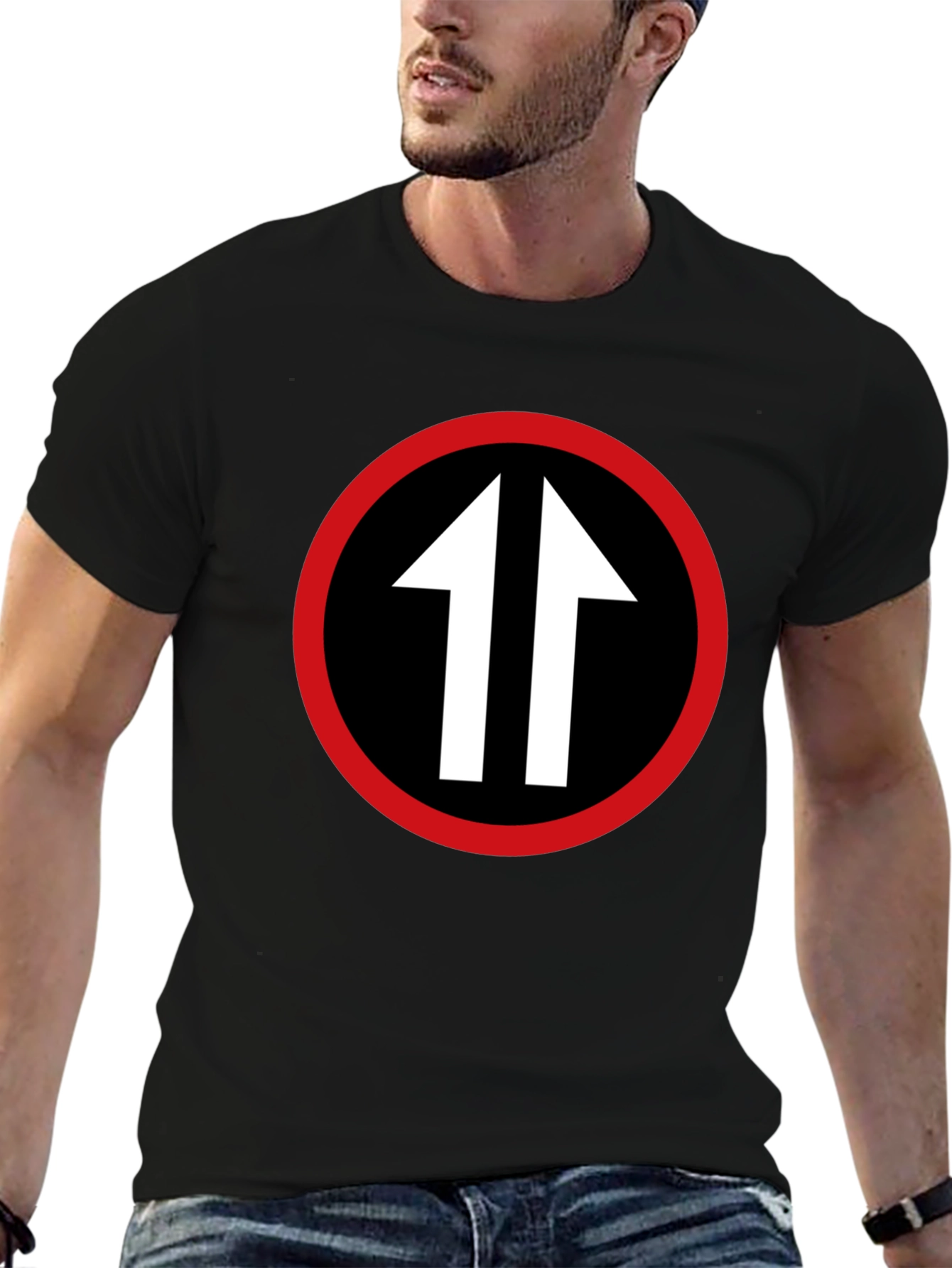 Black Upward Arrows T-Shirt - Bold Graphic Tee view 6
