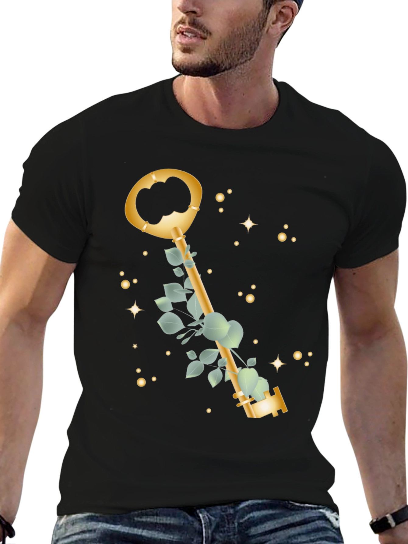 Black Golden Key T-Shirt - Stylish & Unique Design view 6