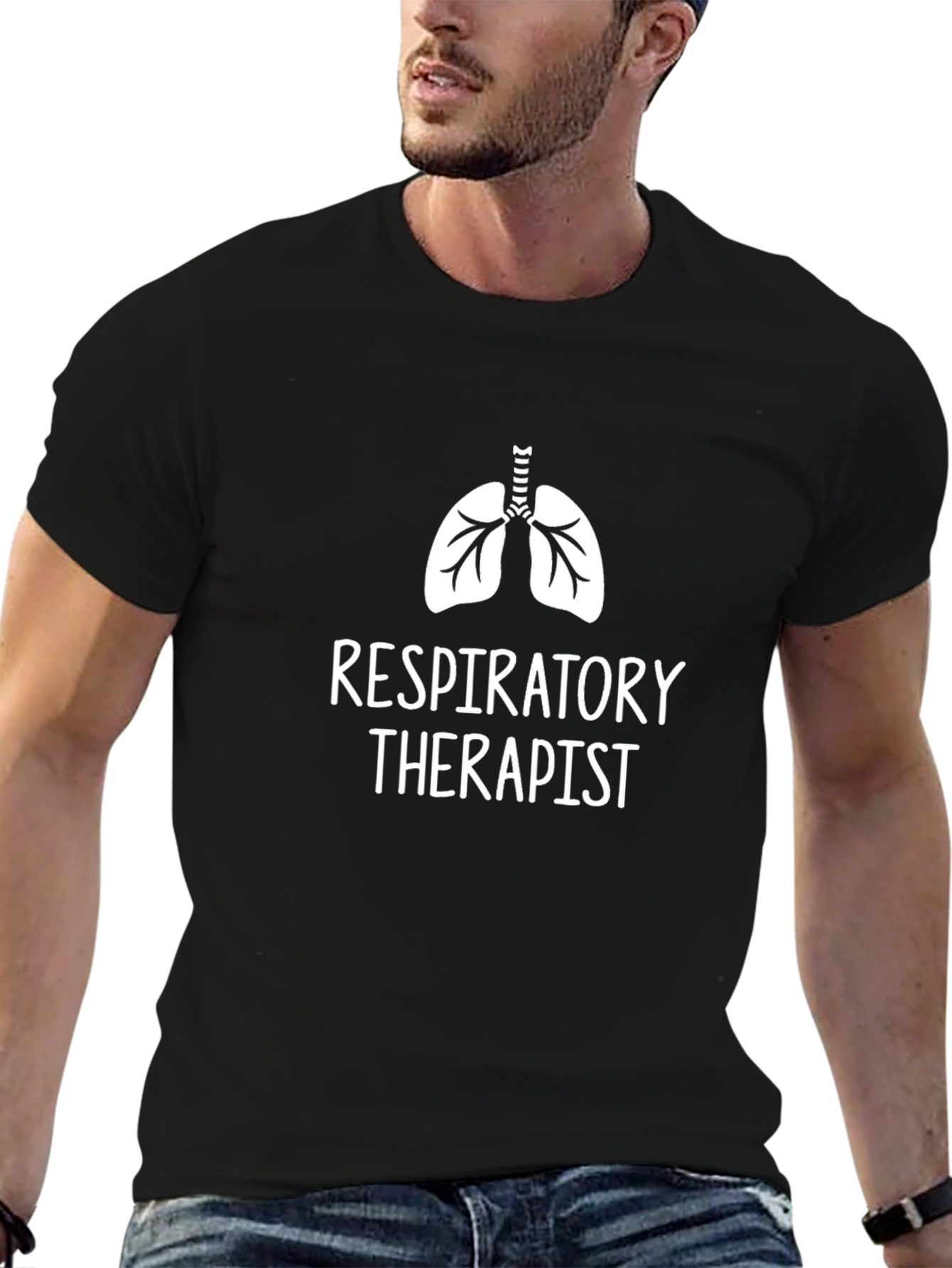 Black Respiratory Therapist Graphic T-Shirt - Unisex view 6