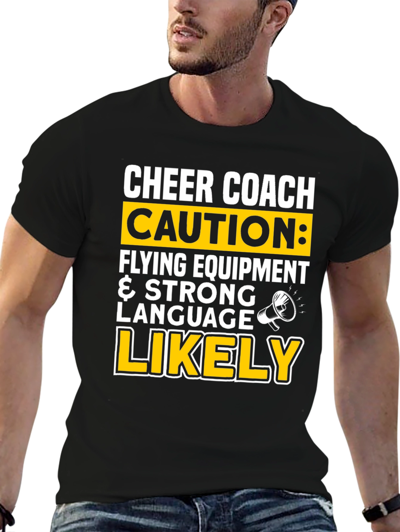 Black Cheer Coach Caution T-Shirt view 6