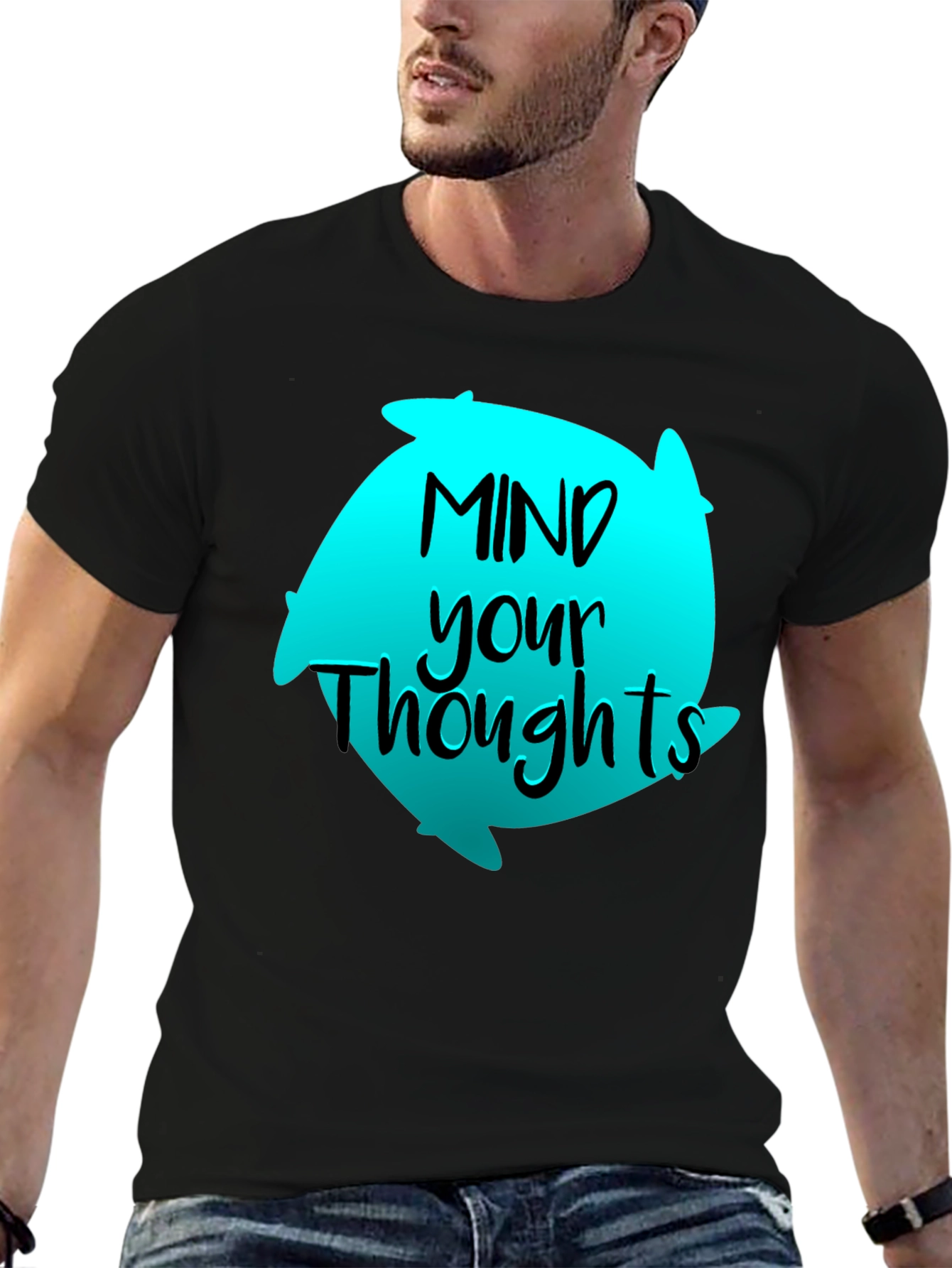 Black Mind Your Thoughts Graphic T-Shirt - Black view 6