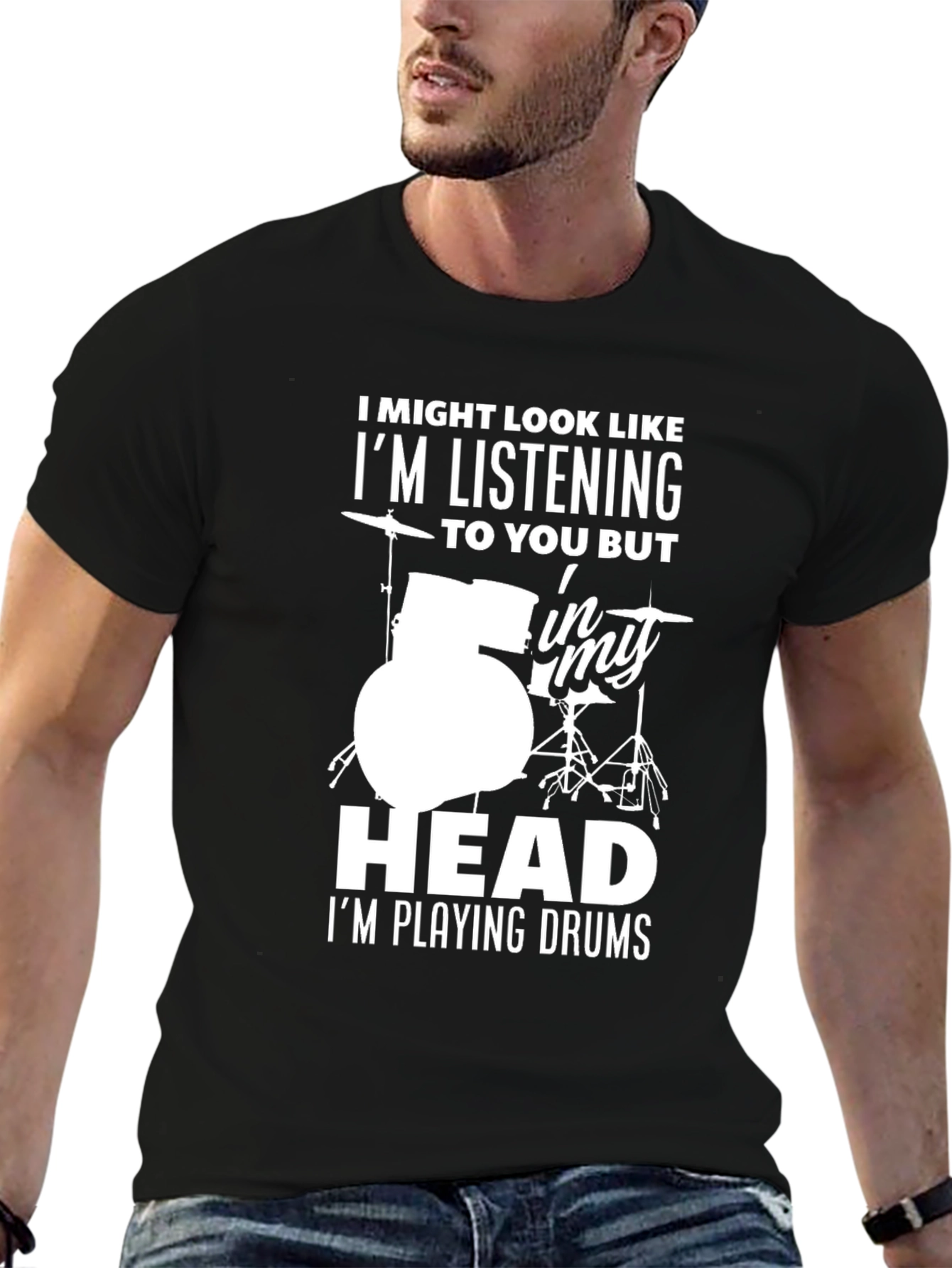 Drummer Humor T-Shirt - "In My Head I'm Playing Drums" - 6