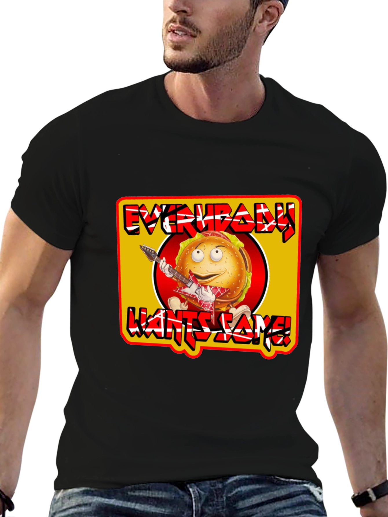 Black Everybody Wants Some Burger T-Shirt view 6
