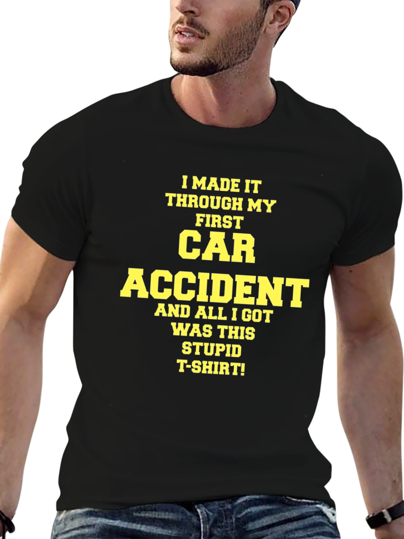 Black I Survived My First Car Accident T-Shirt view 6
