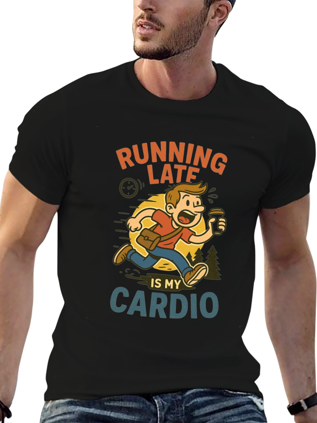 Black Running Late Cardio Graphic Tee view 6