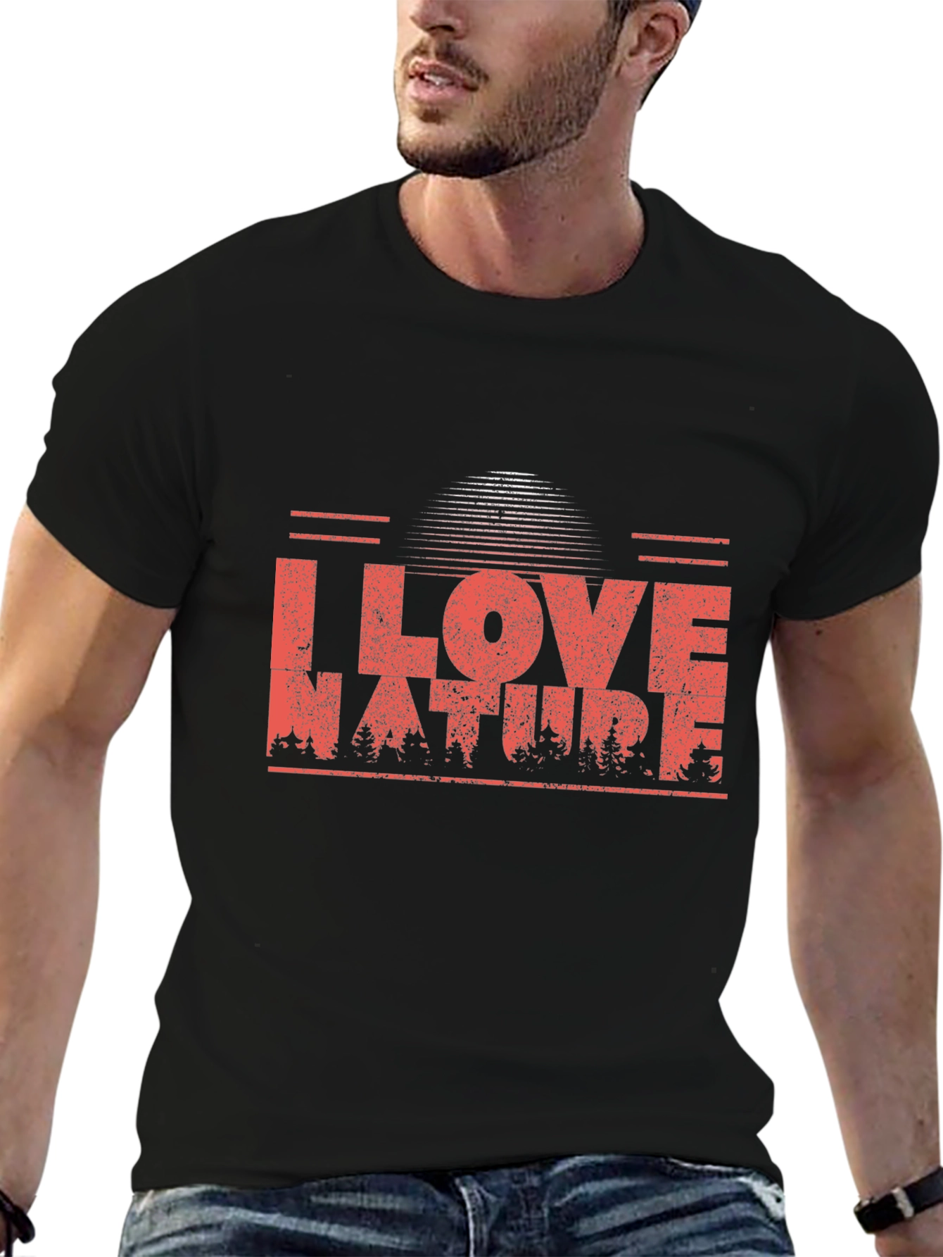 Black I Love Nature Graphic Tee - Black view 6
