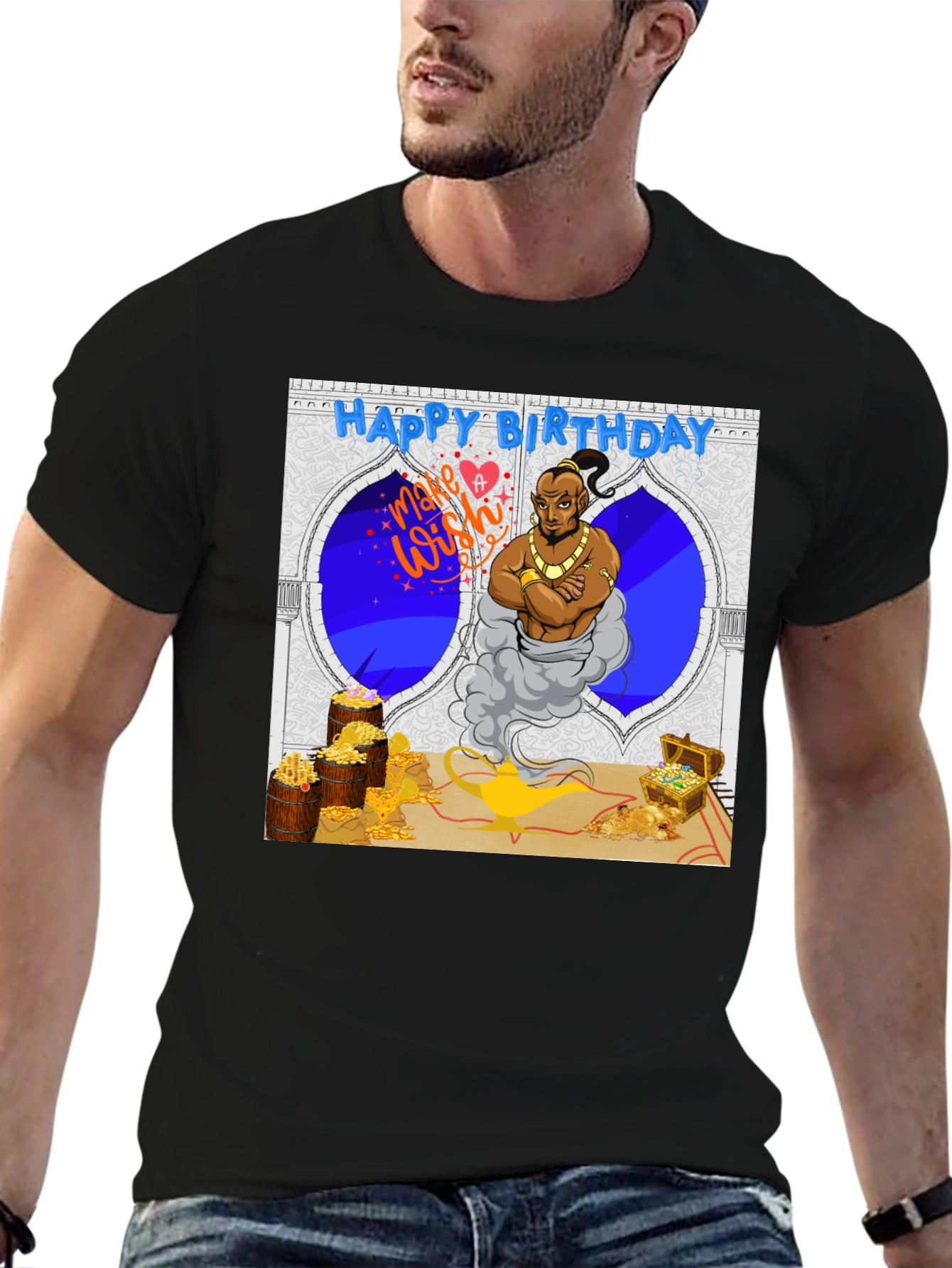 Black Genie Birthday T-Shirt: Make a Wish! view 6