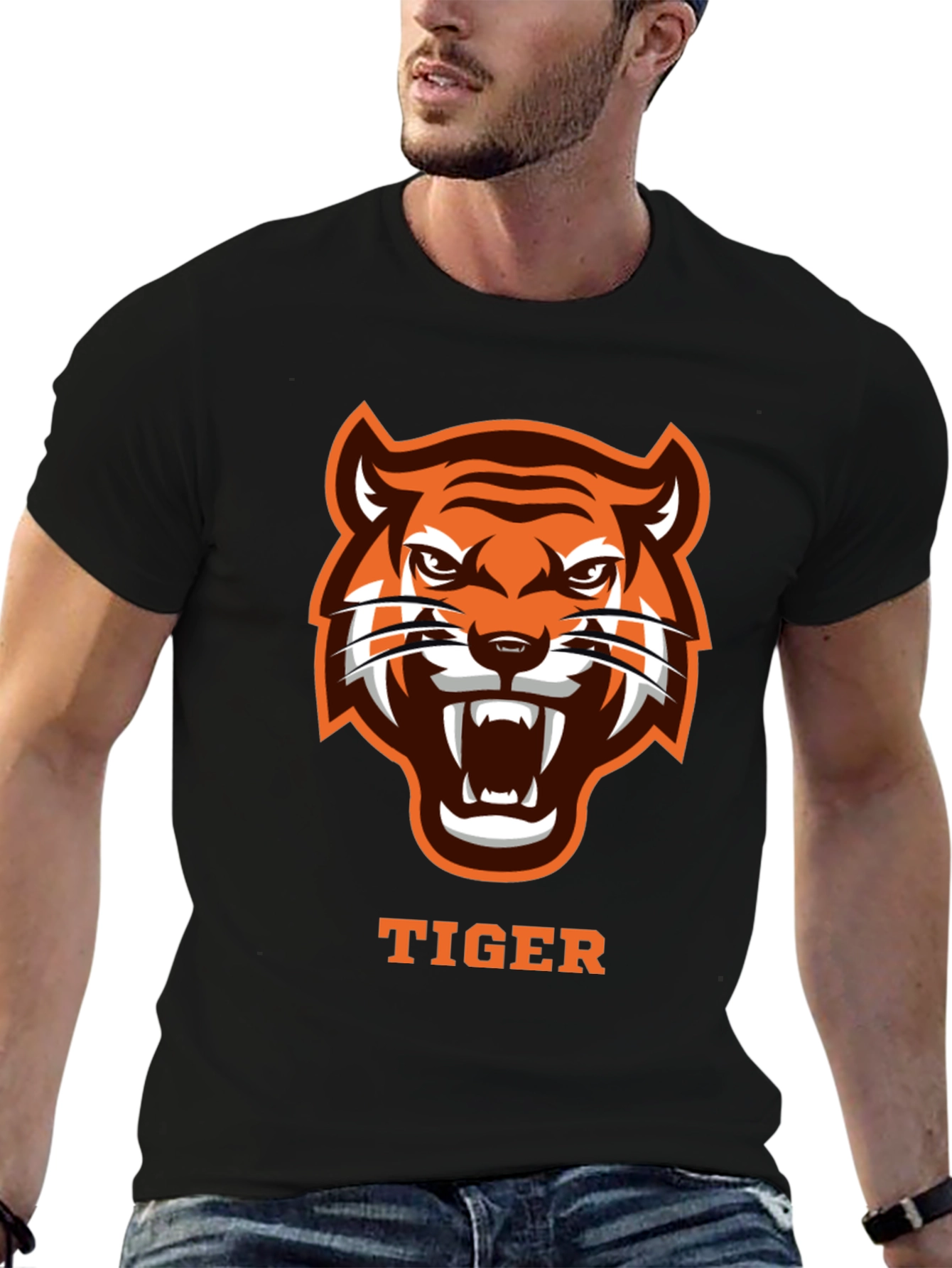 Black Roaring Tiger Graphic Tee - Bold Design view 6