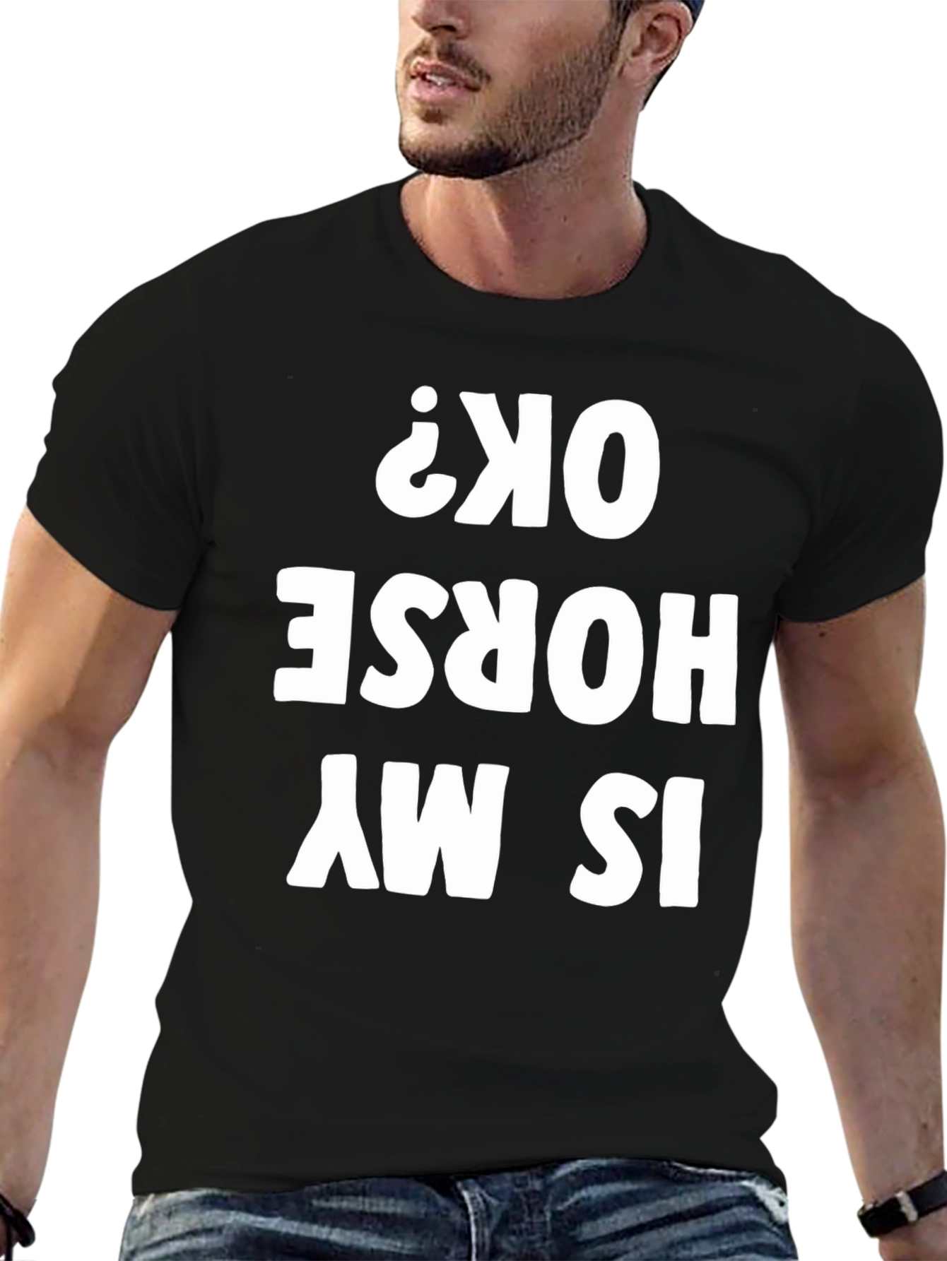 Black Is My Horse OK? Graphic Tee view 6