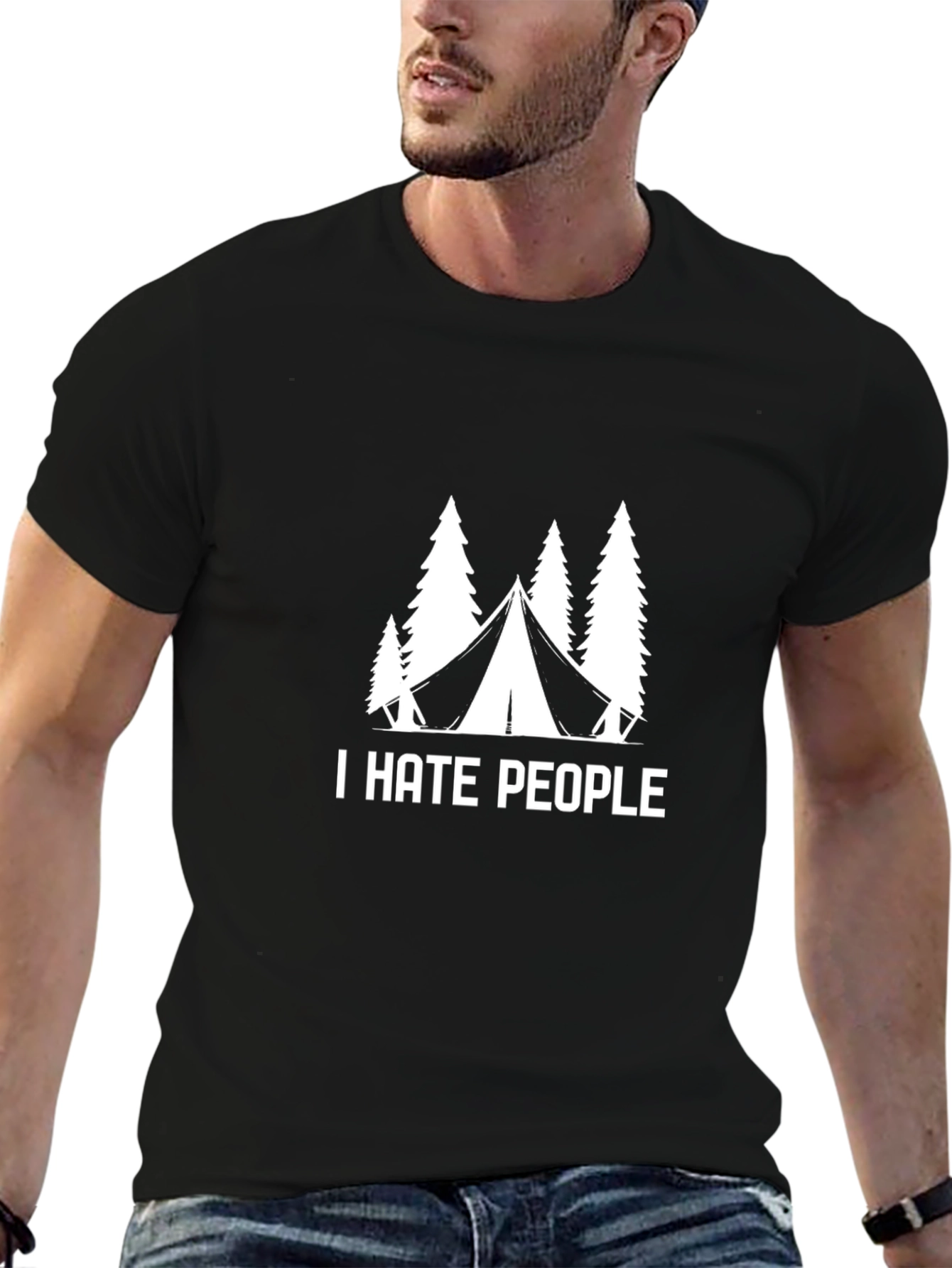 Black I Hate People Camping T-Shirt view 6
