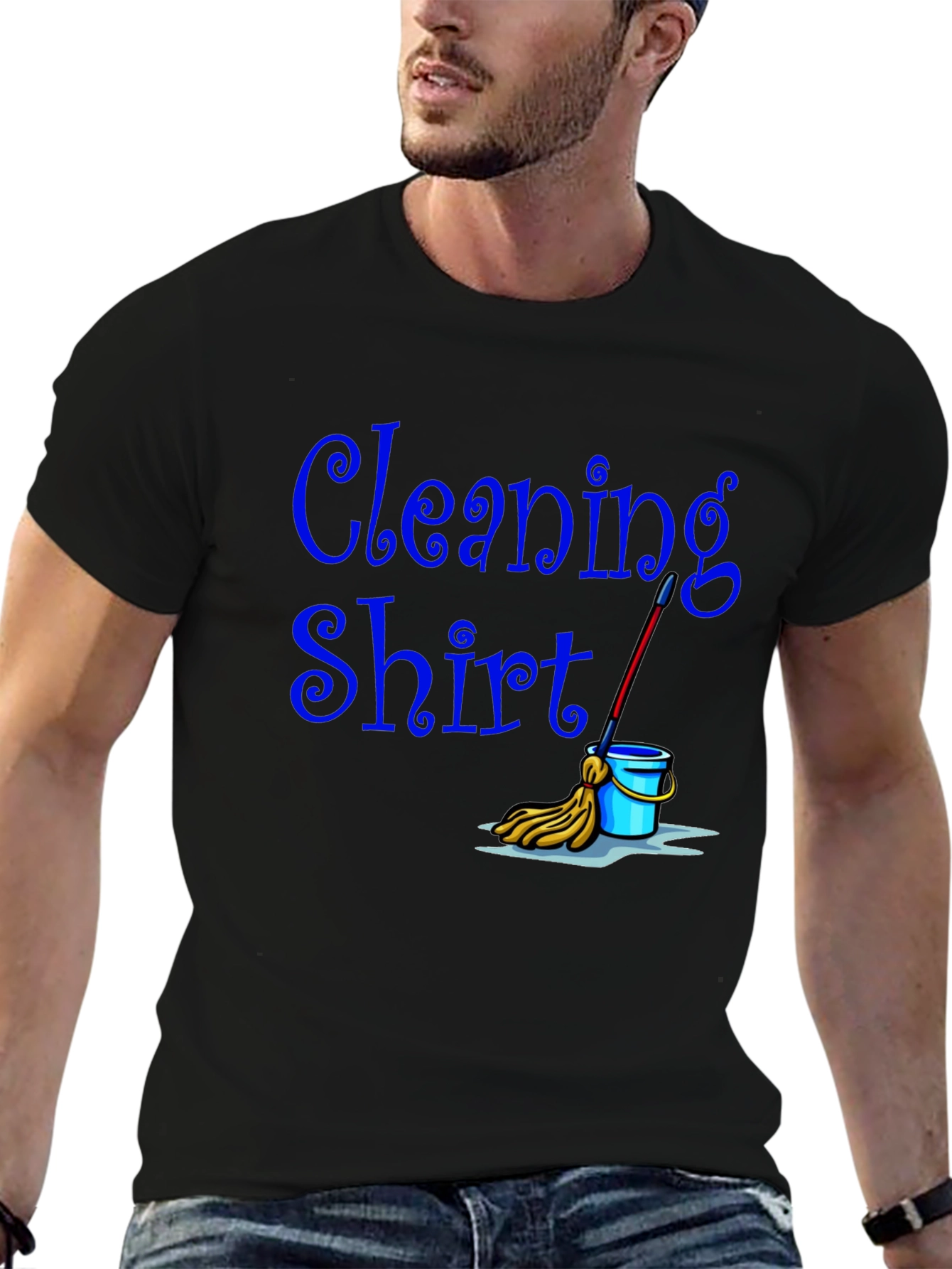Black Cleaning Shirt - Funny Janitor T-Shirt view 6