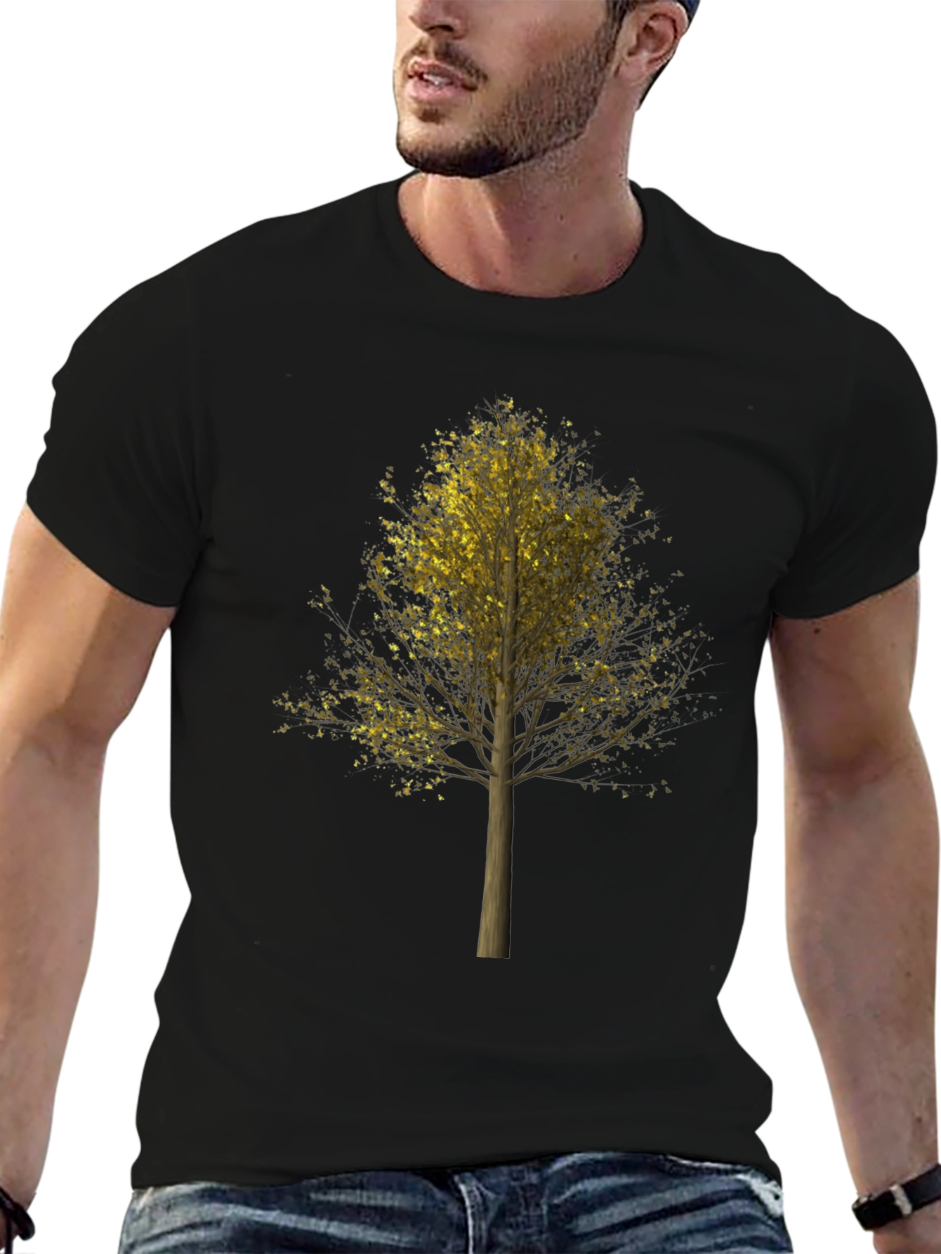 Black Nature Tree Graphic Black T-Shirt view 6