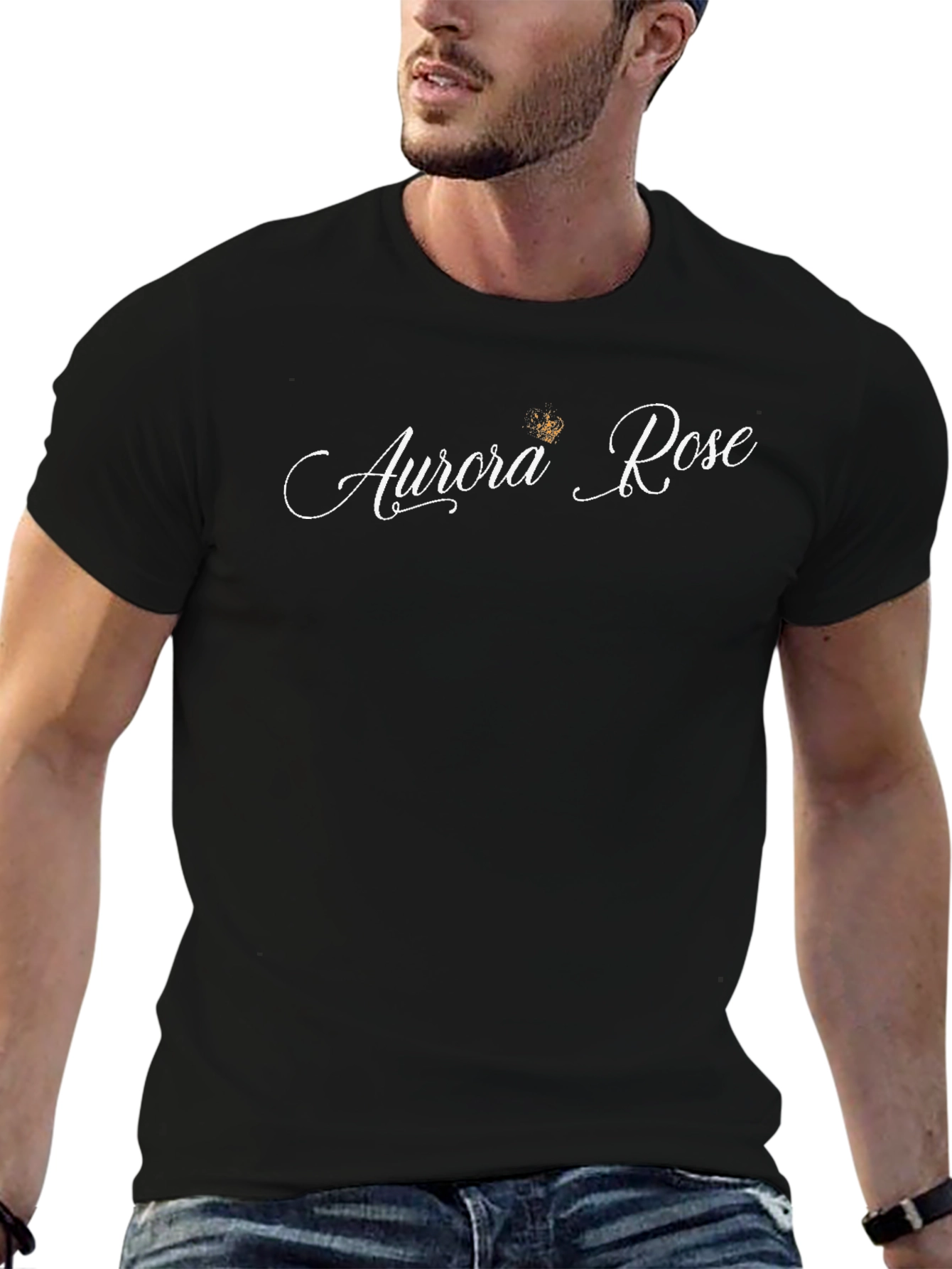 Black Aurora Rose Black Tee Shirt view 6