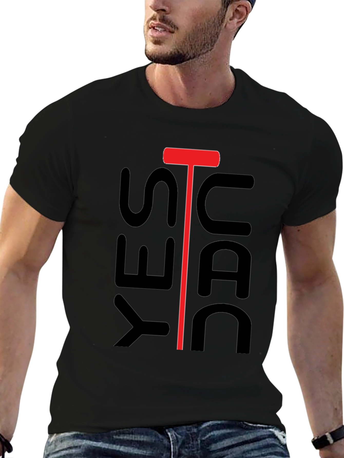 Black Yes Dude Funny Graphic T-Shirt view 6