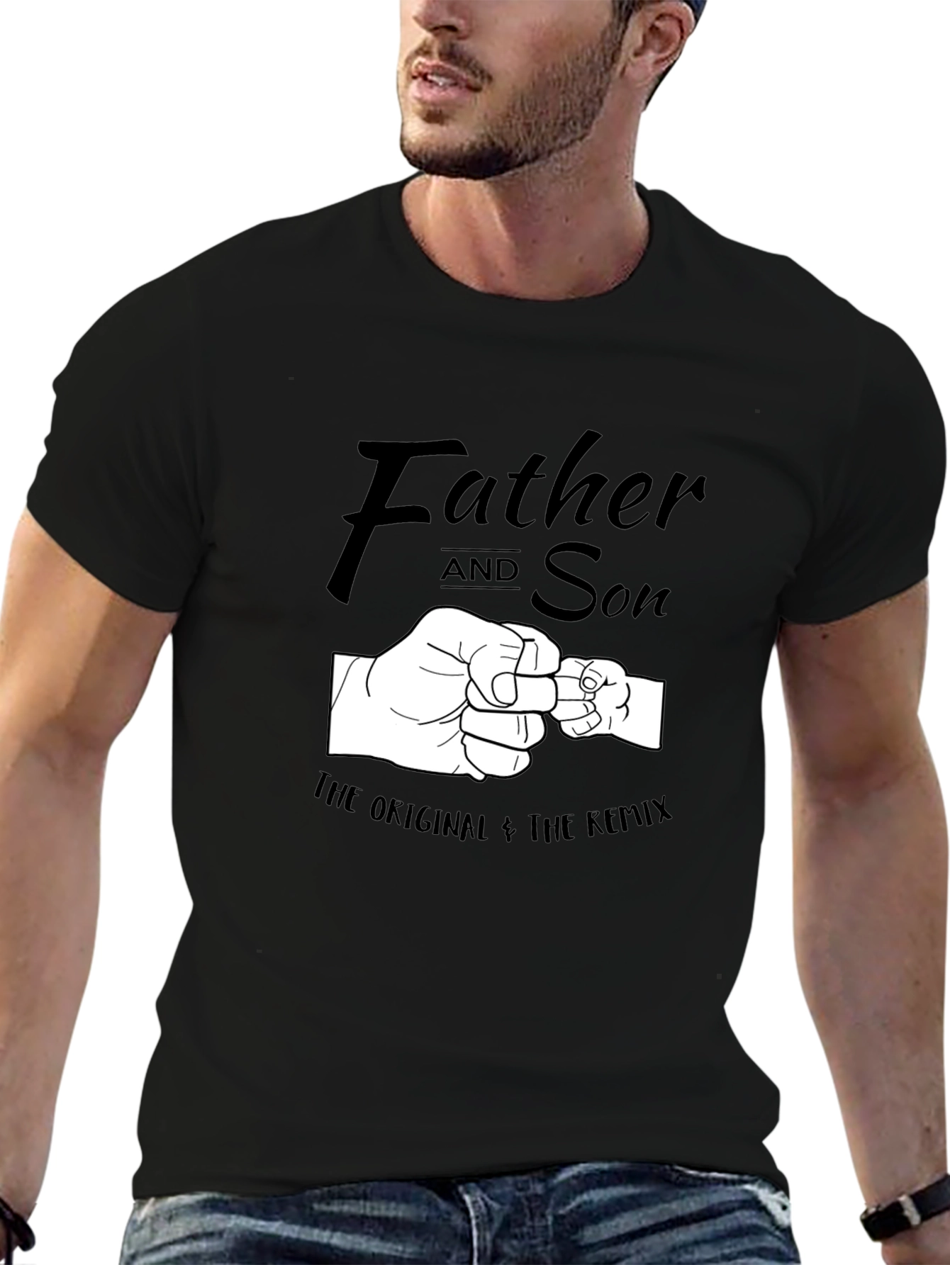 Black Father and Son Matching Fist Bump T-Shirt view 6