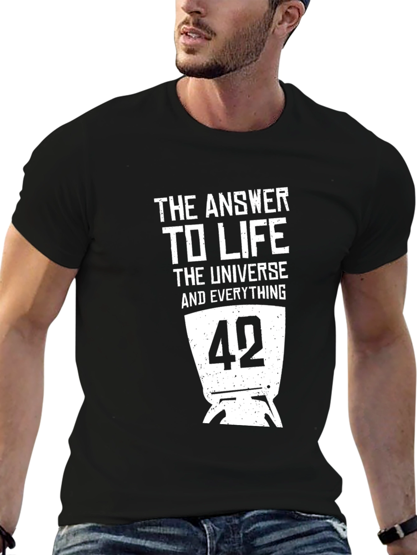 Black The Answer to Life T-Shirt - 42 Hitchhiker's Guide view 6
