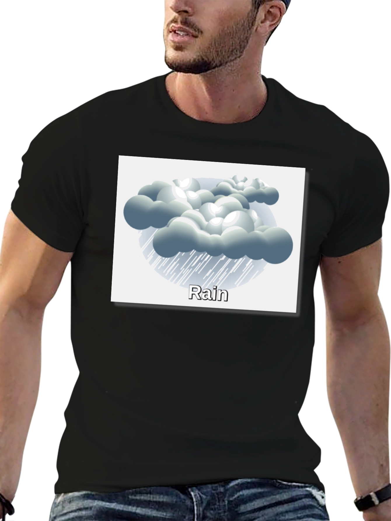 Black Rain Cloud Graphic Tee - Weather Theme Shirt view 6