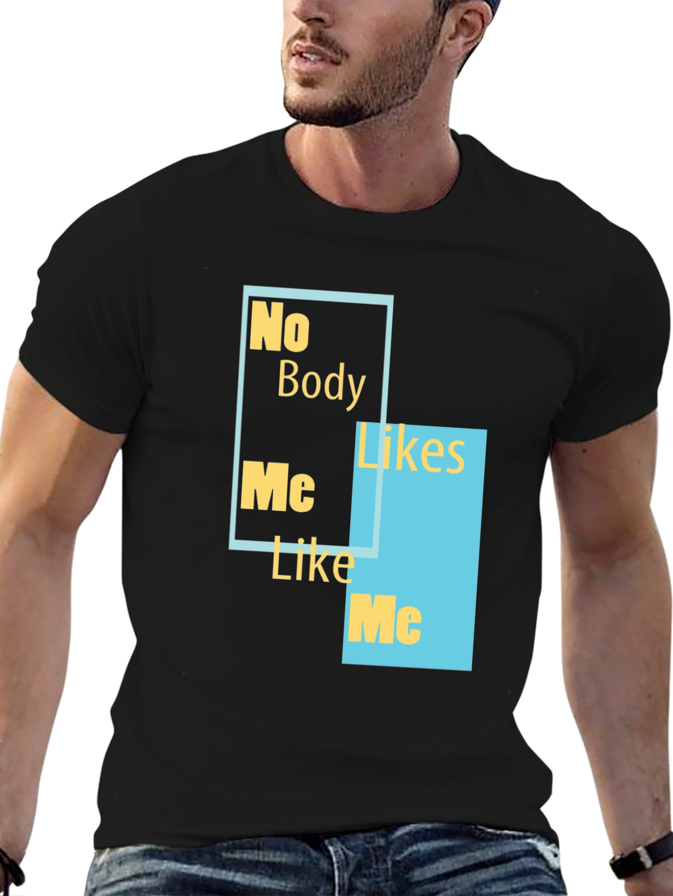 Black No Body Likes Me Funny Graphic Tee view 6